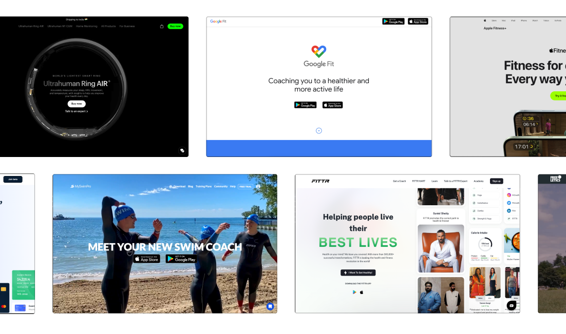 Fitness product reference collection used to align Altfit landing page direction