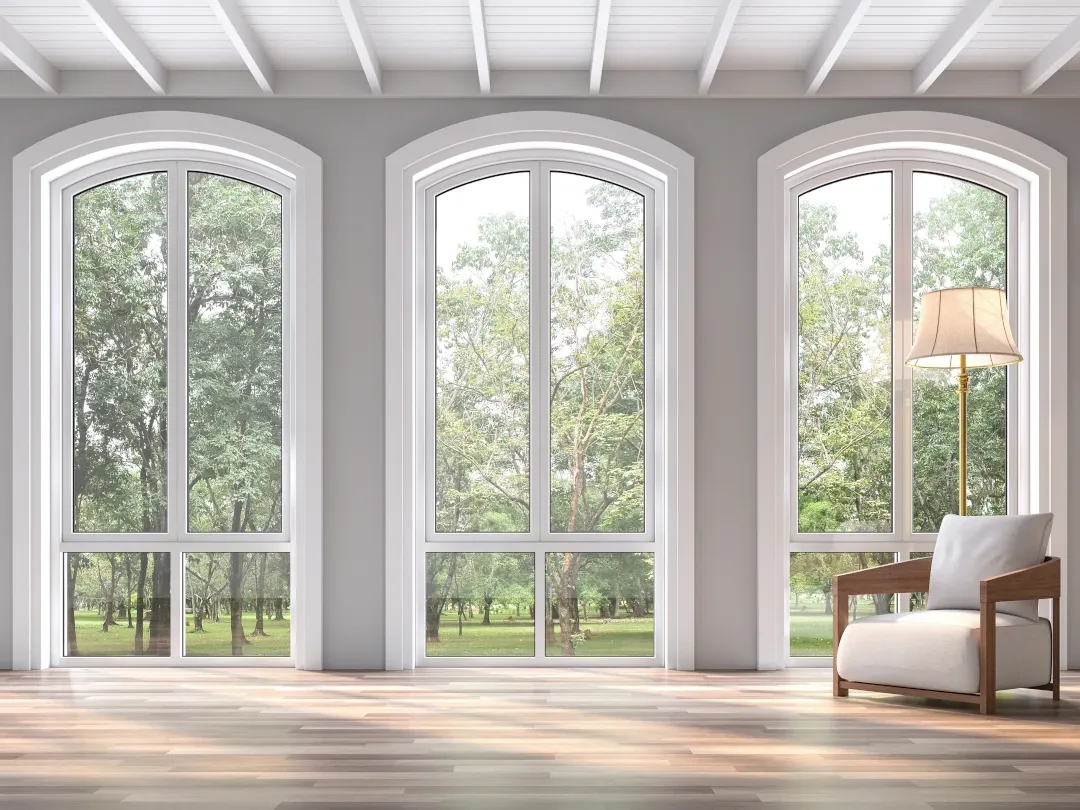 tall curved window frames