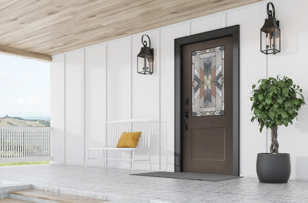front door from outside with covered entryway