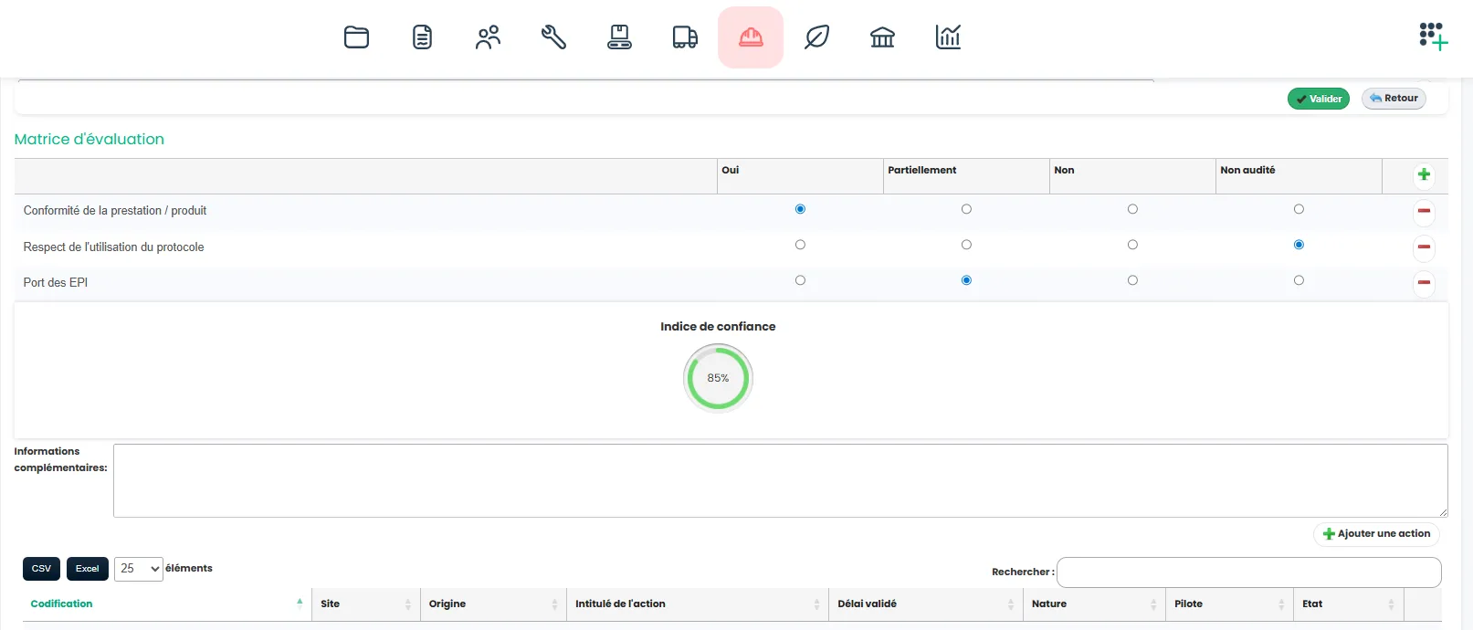 Logiciel AMDEC et tests situation d'urgence