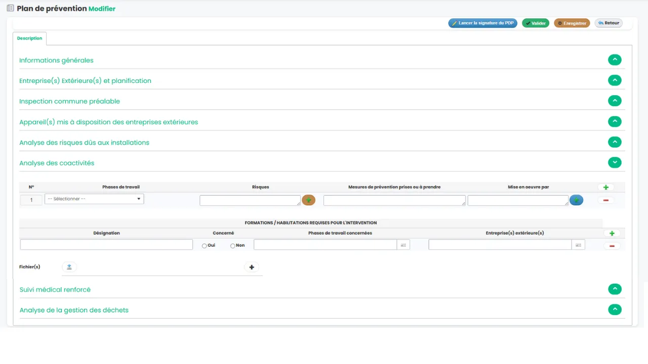 Plans de prévention logiciel QHSE