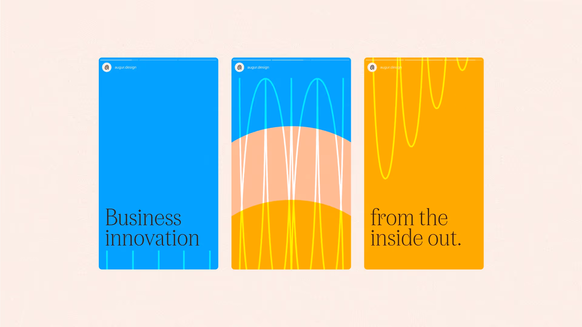 A set of three Augur-branded Instagram stories.