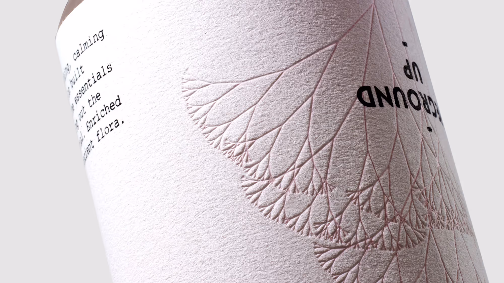 Close-up of an embossing on the front label.