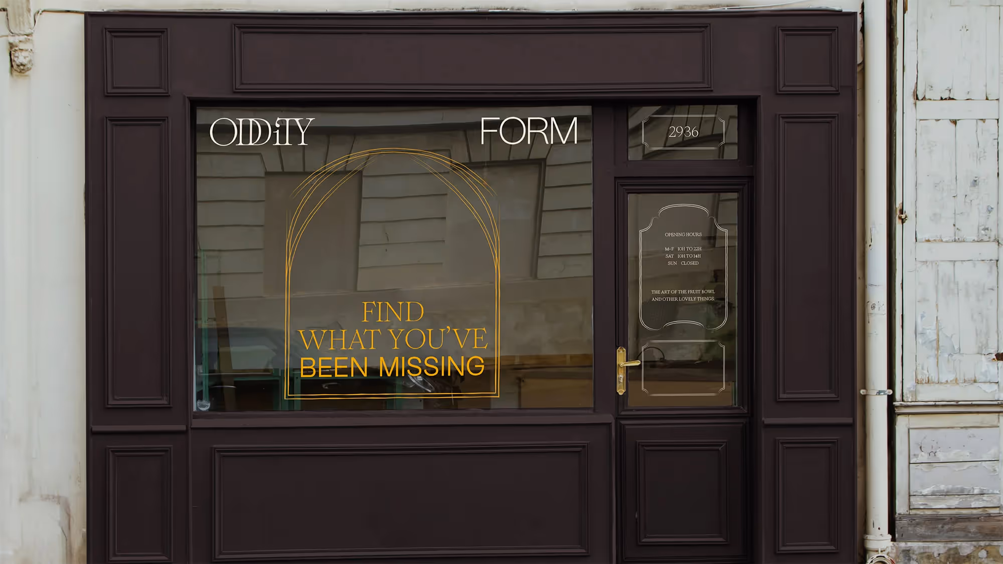 A branded storefront with window display.