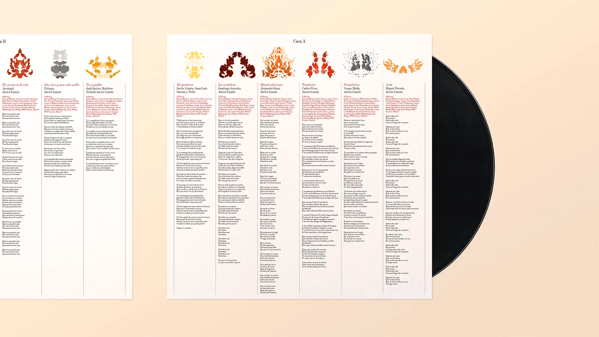 An overhead view showing the inner sleeve and vinyl record.