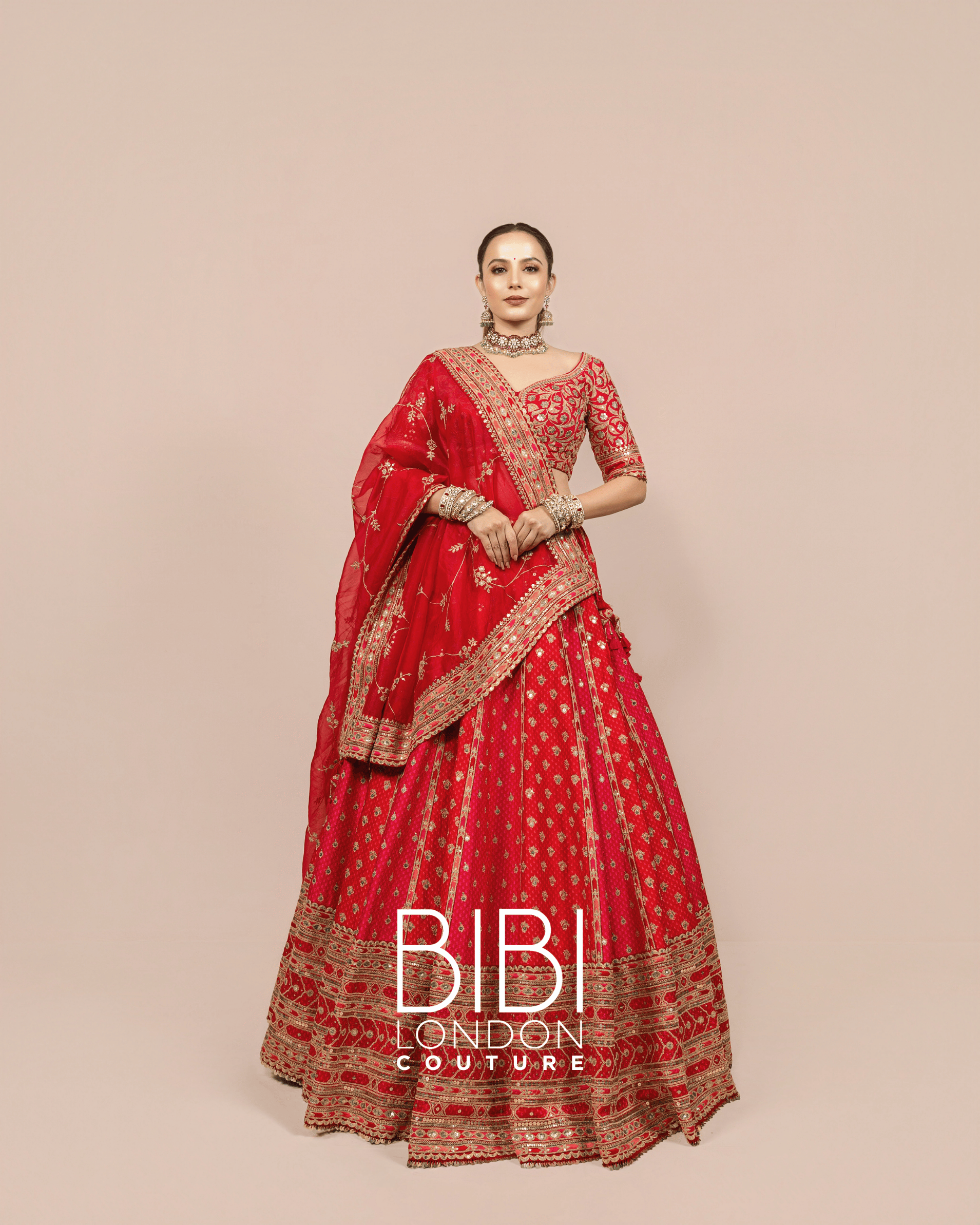 Rani Bandhani-Inspired Lehenga with Mirror and Gota Work