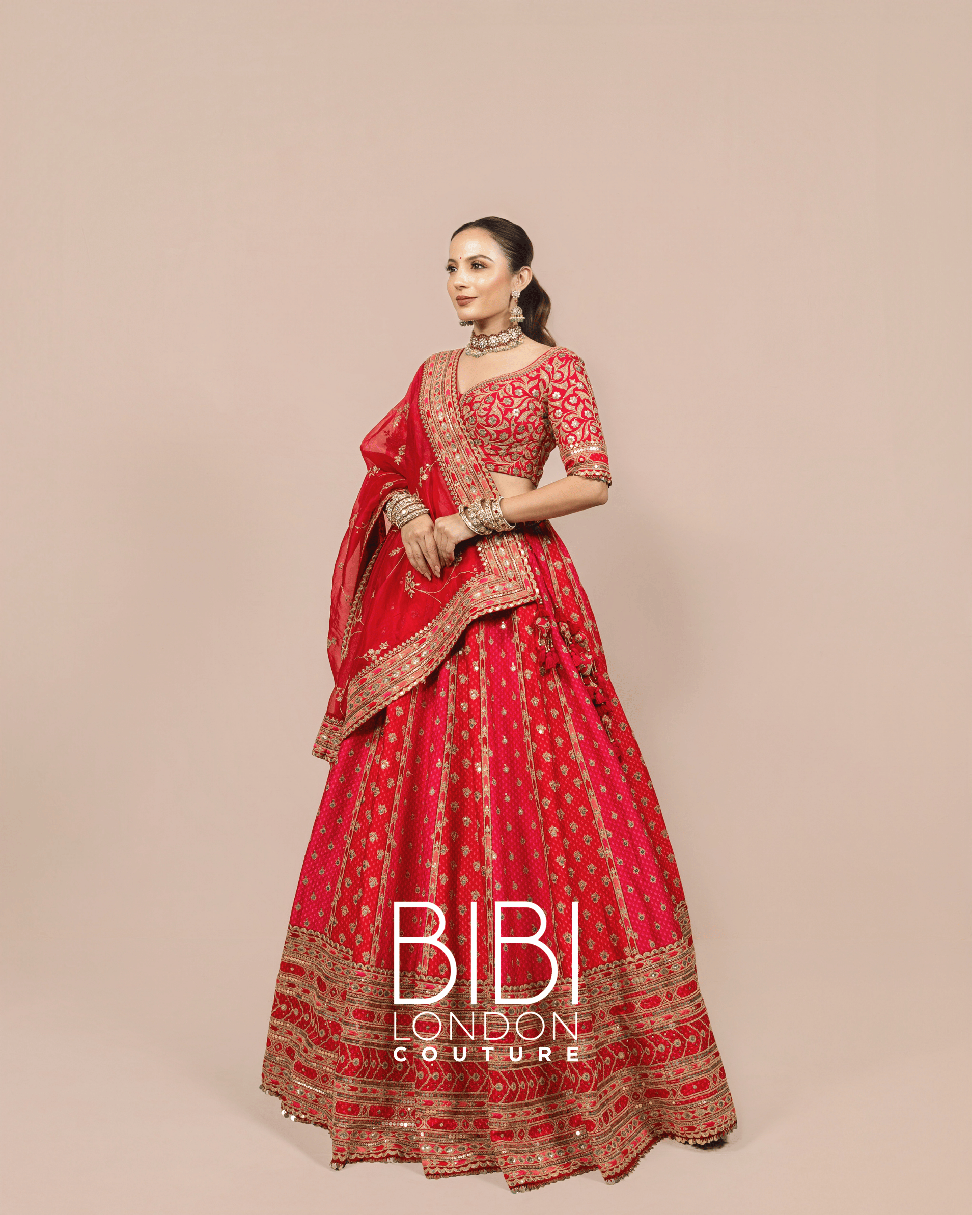Rani Bandhani-Inspired Lehenga with Mirror and Gota Work