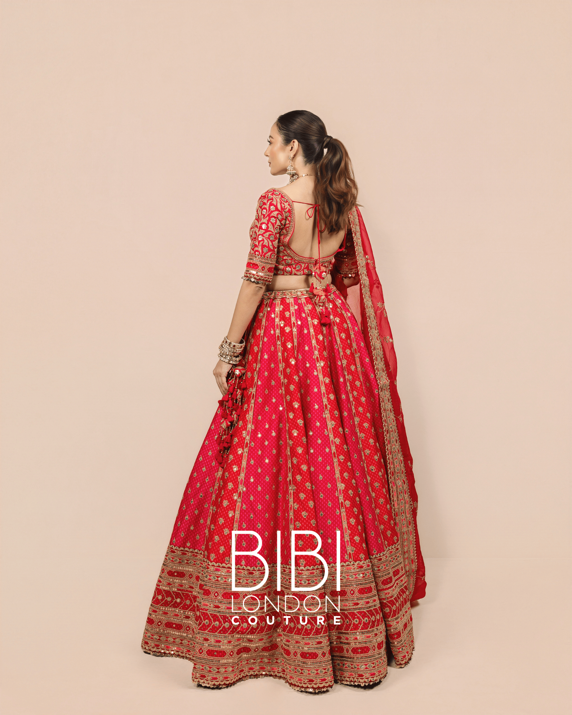 Rani Bandhani-Inspired Lehenga with Mirror and Gota Work
