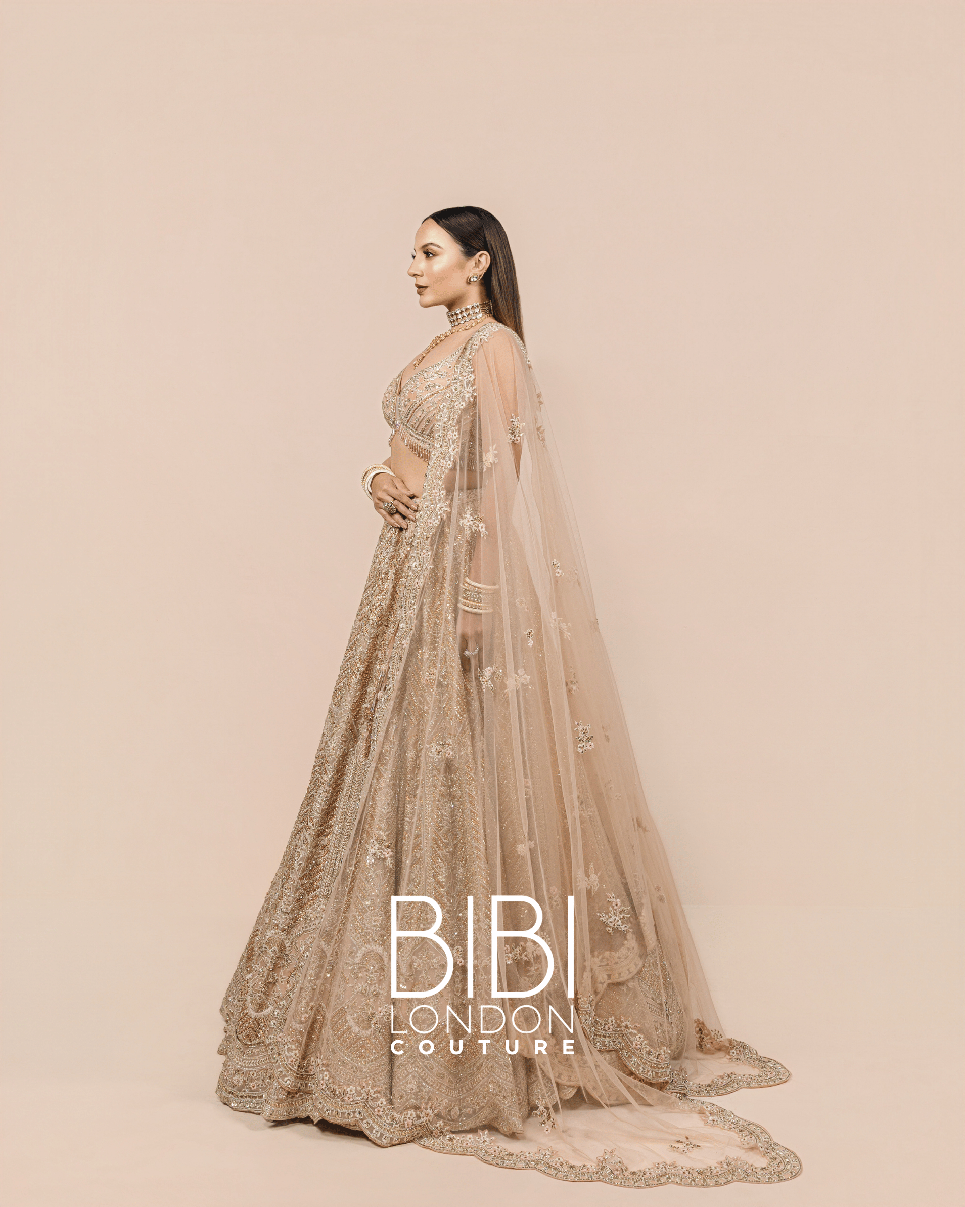 Champagne Gold Embellished Lehenga with Sculpted Blouse and Scallop Dupatta
