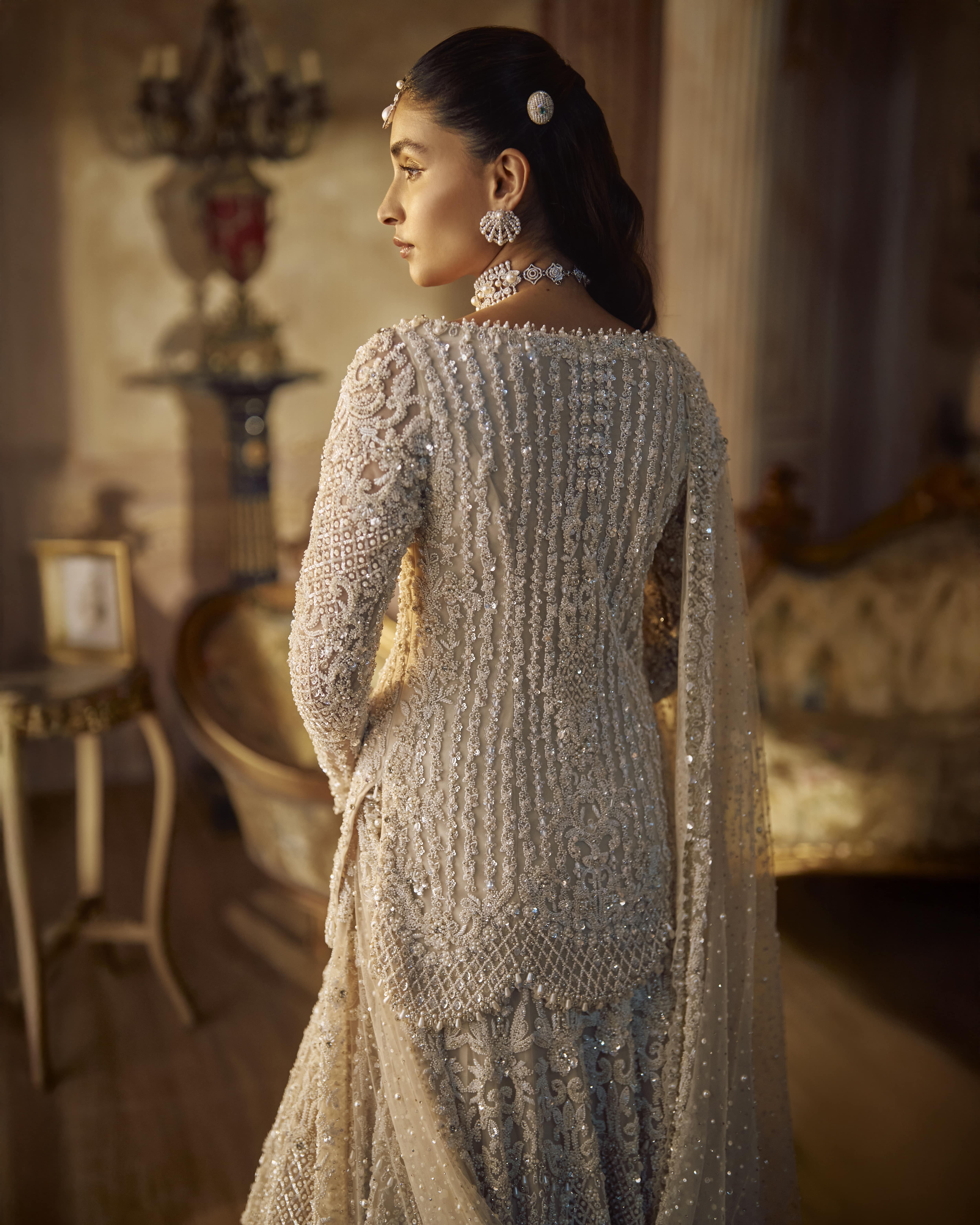 Vinatge Ivory Pearl Lehenga Set