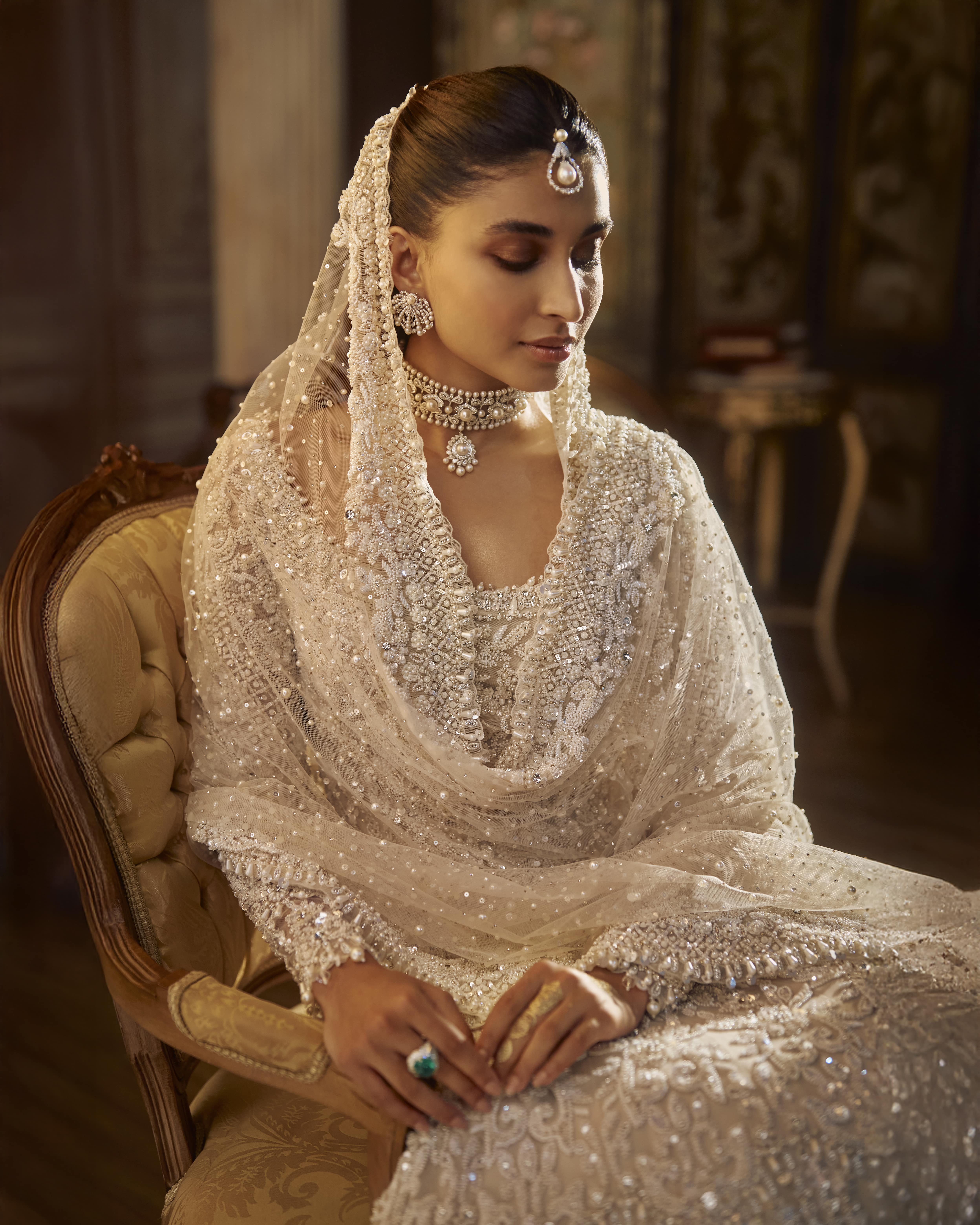 Vinatge Ivory Pearl Lehenga Set
