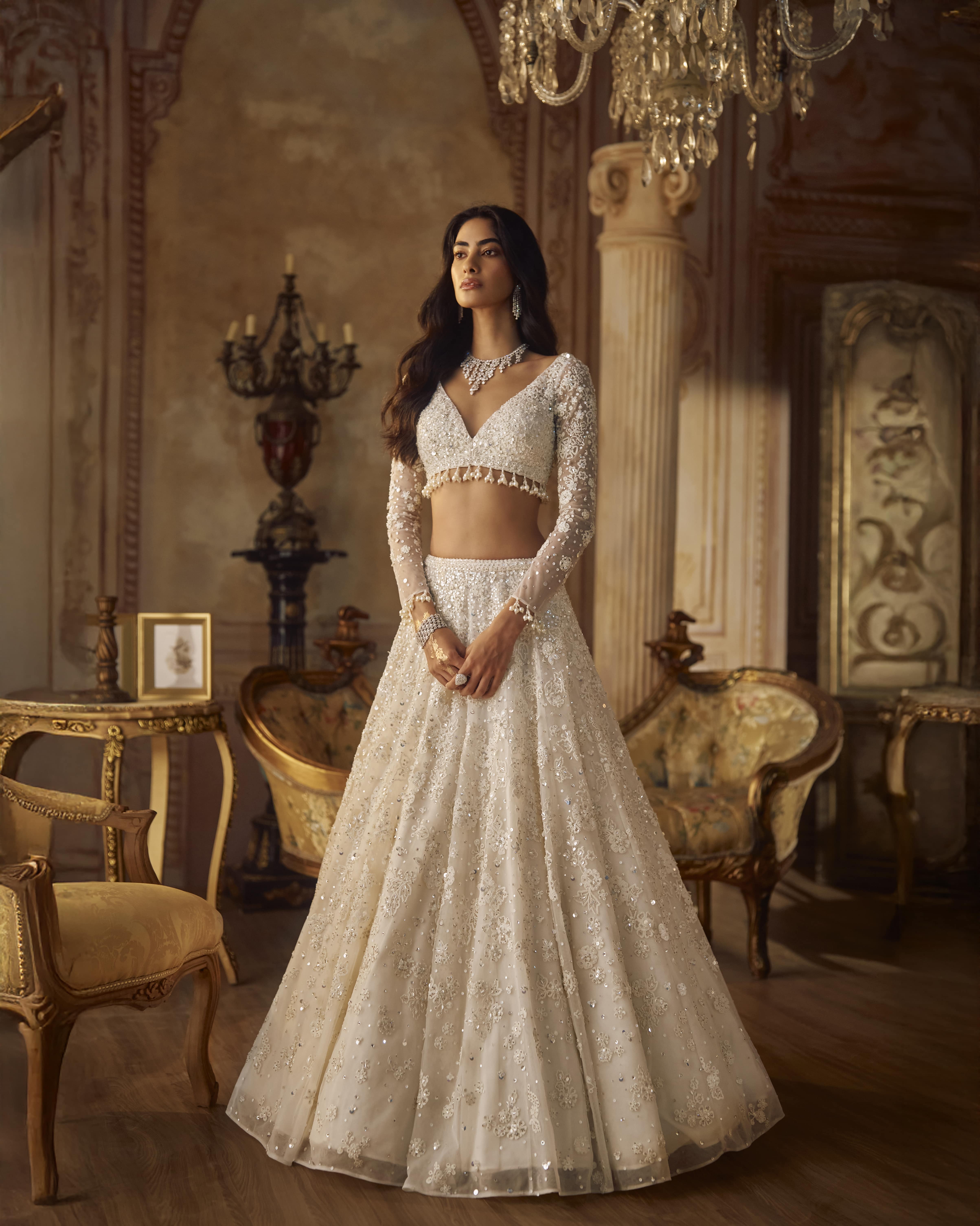 Ivory Floral Lehenga Set