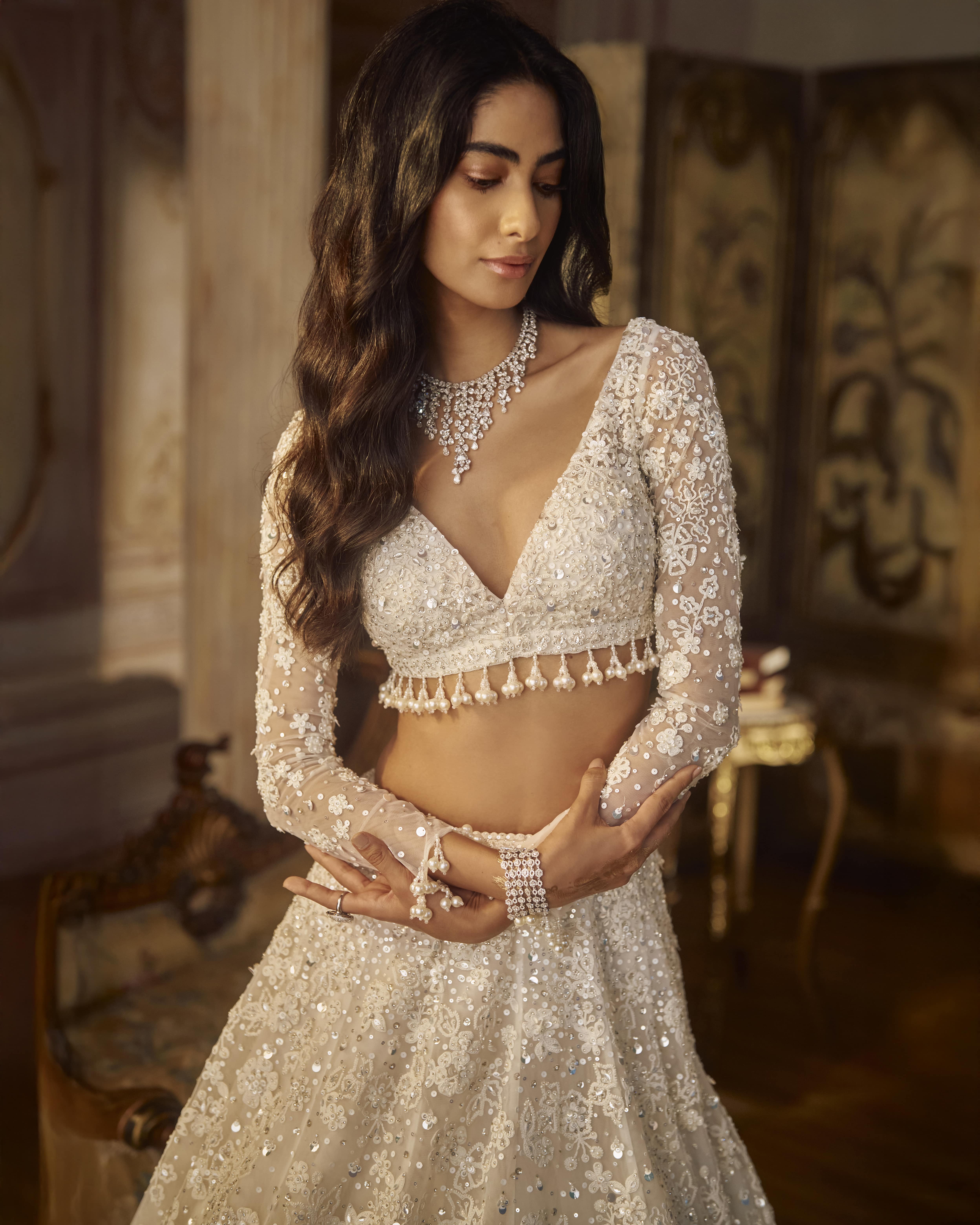 Ivory Floral Lehenga Set