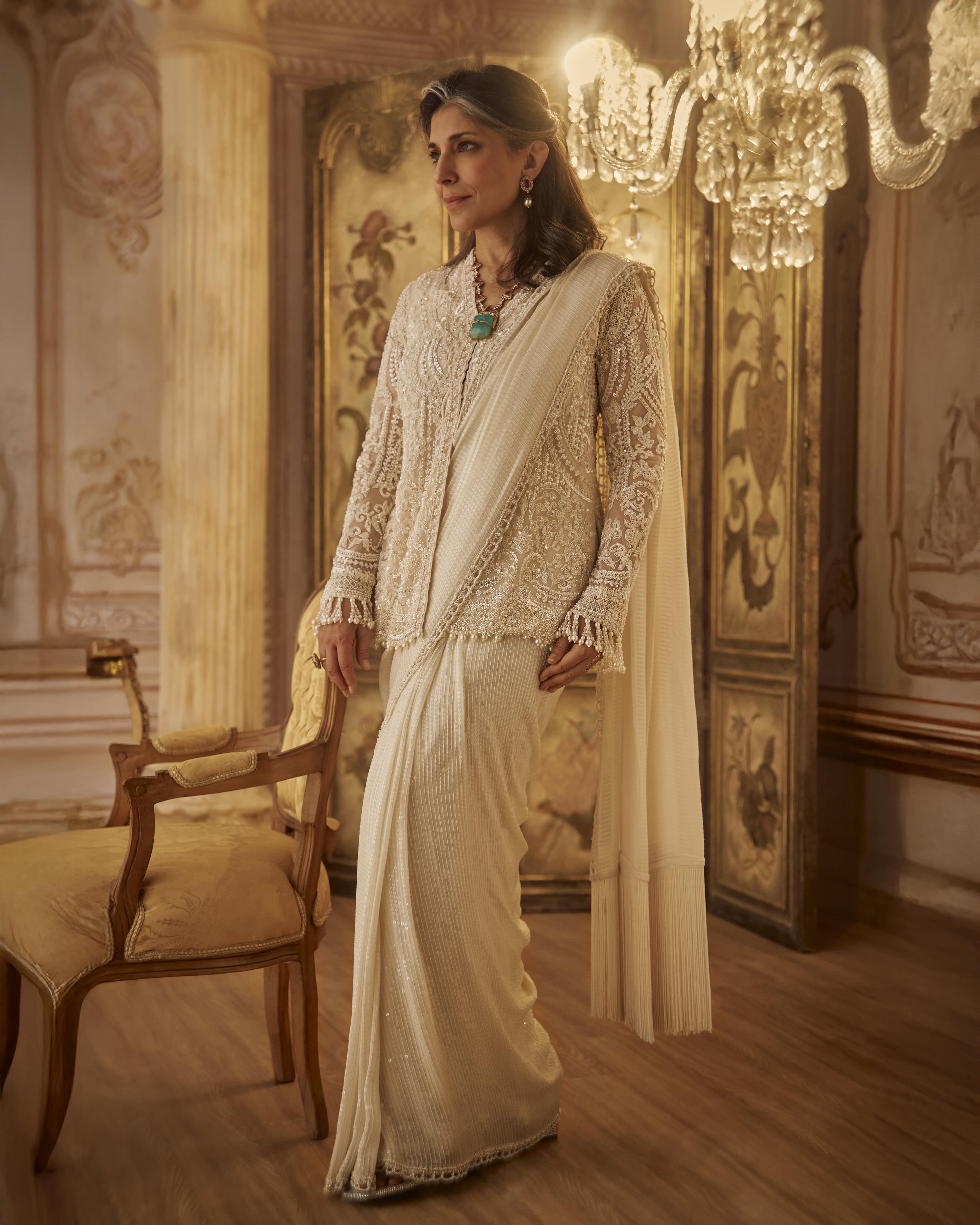 Pearl Jacket Saree Set