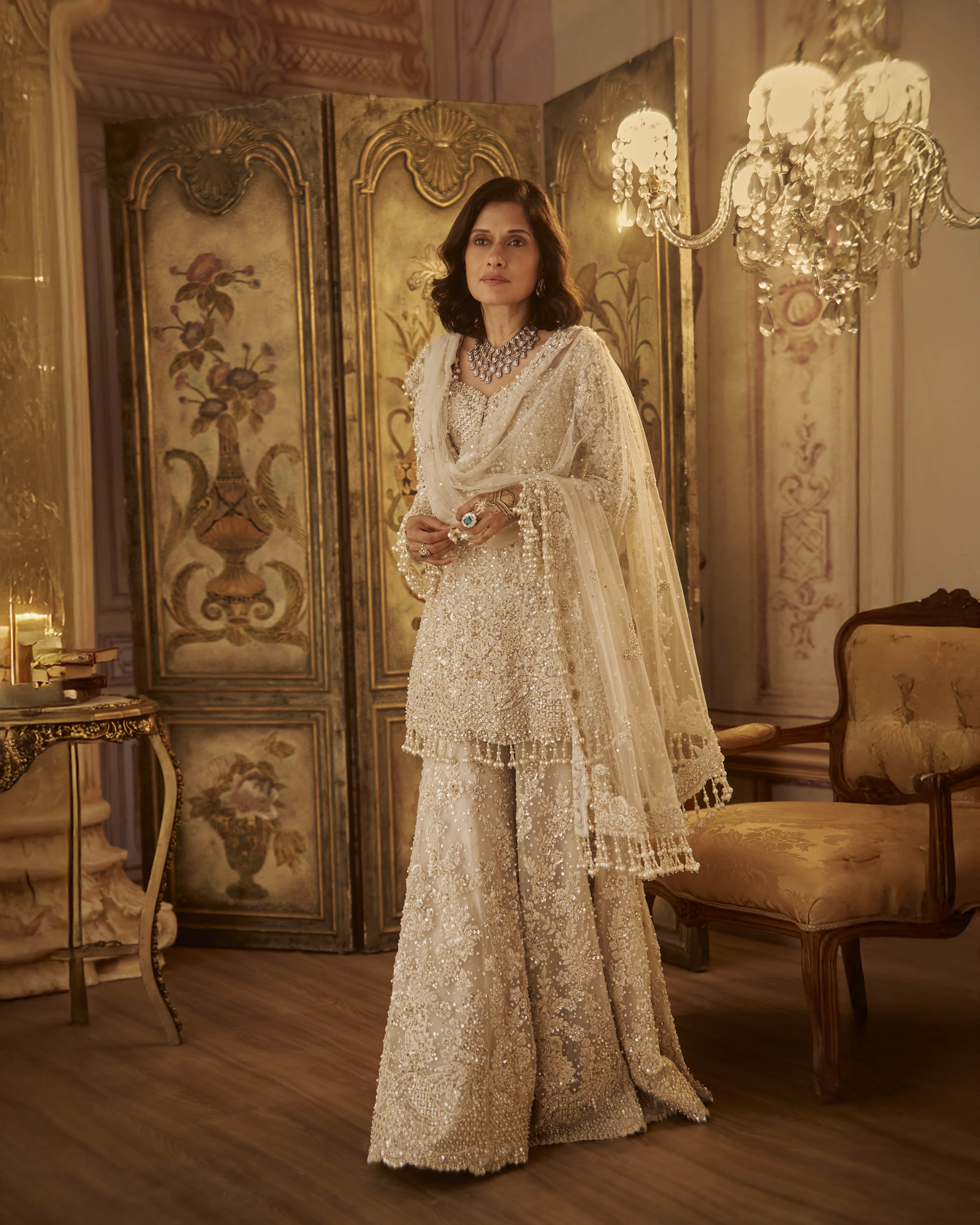 Ivory Pearl Sharara Set
