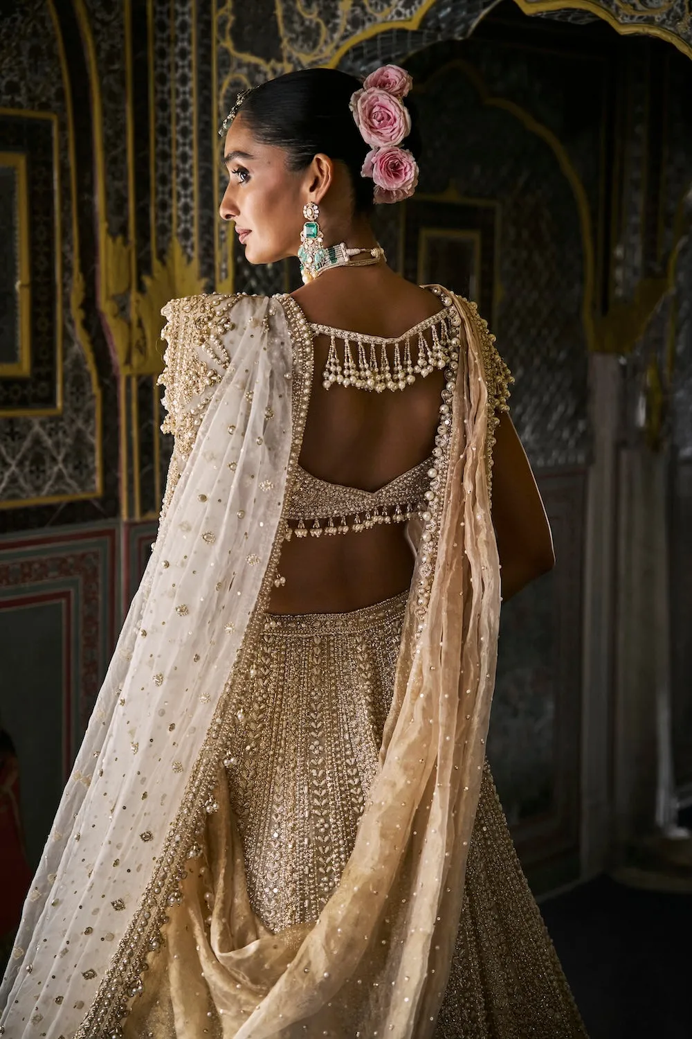 Golden Lehenga with Intricate Zardozi and Sequin Embroidery
