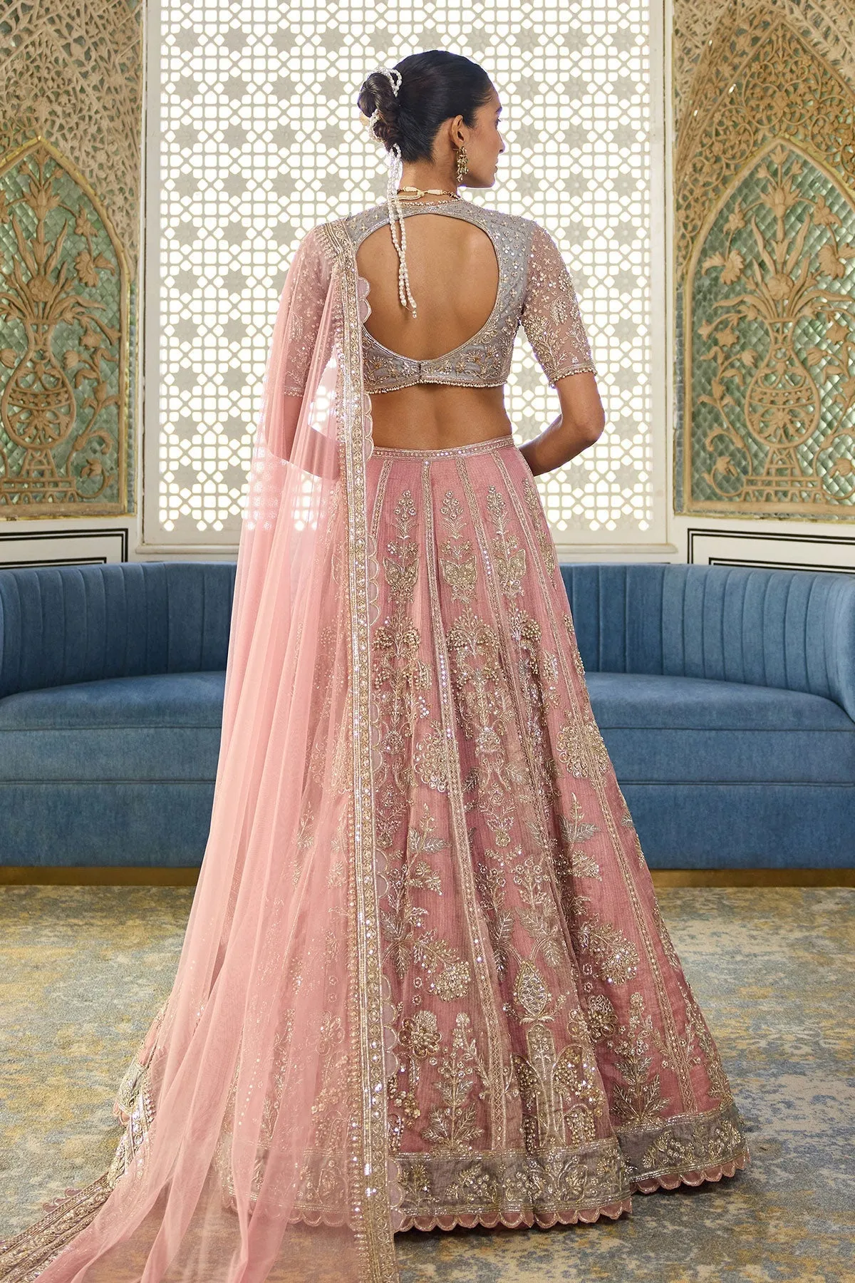 Blush Pink Lehenga with Zardozi and Sequin Embroidery