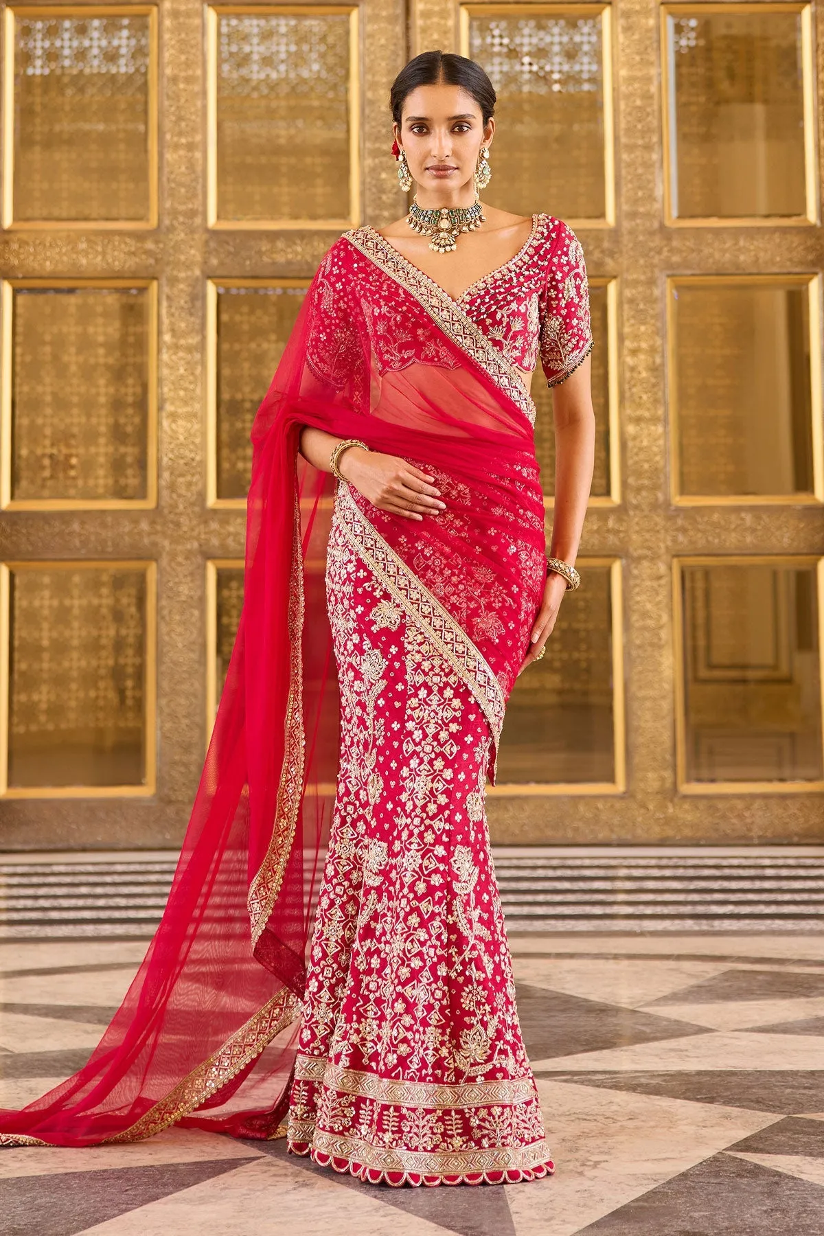 Red Embroidered Bridal Sari