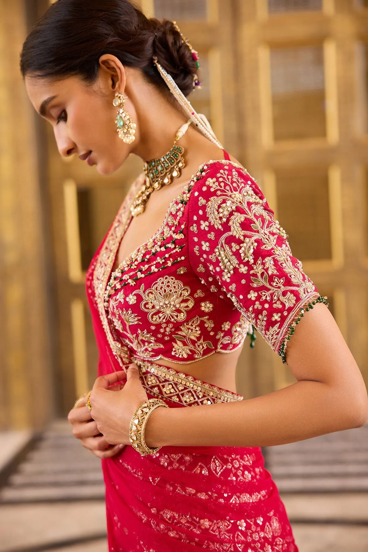 Red Embroidered Bridal Sari