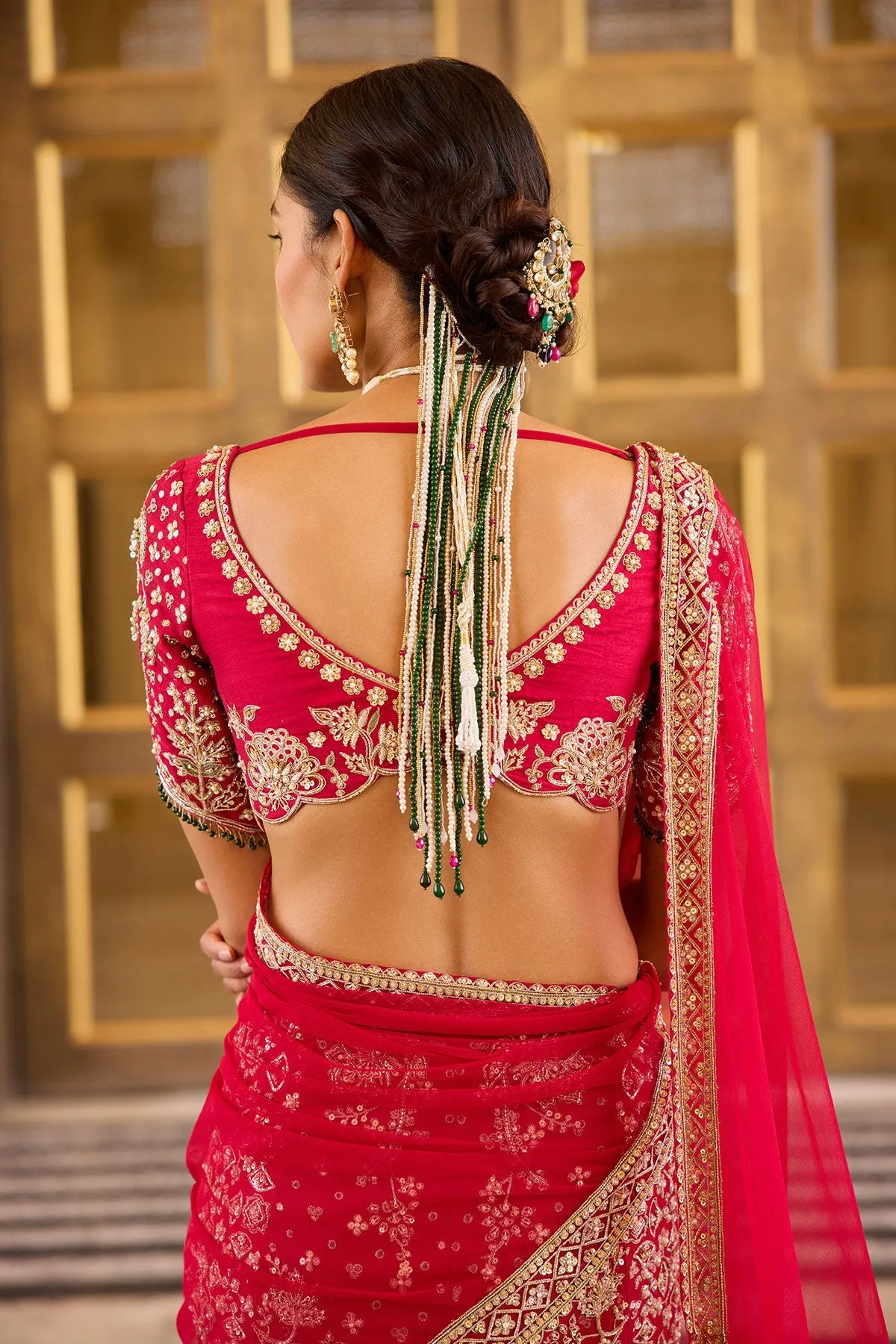 Red Embroidered Bridal Sari