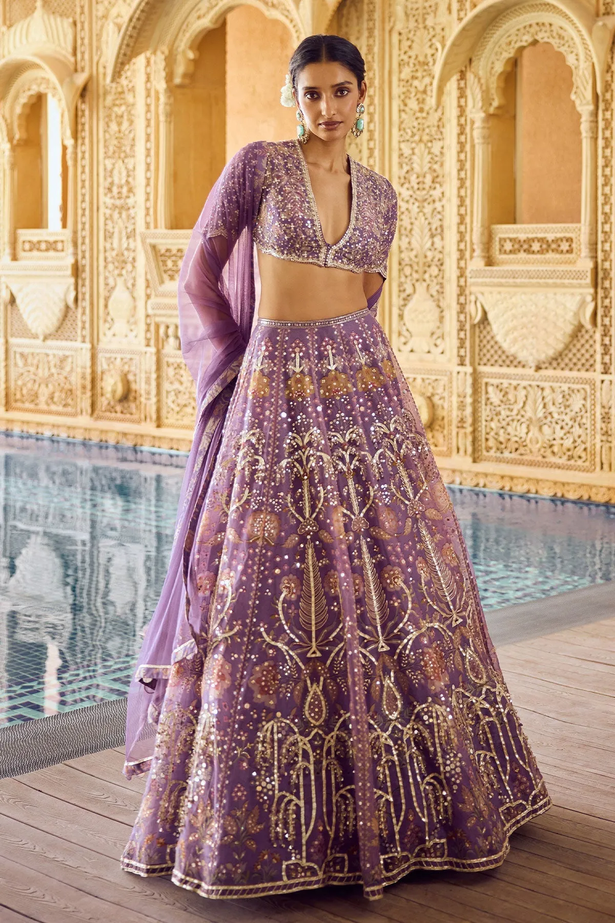 Lavender Sequin and Zari Embroidered Lehenga