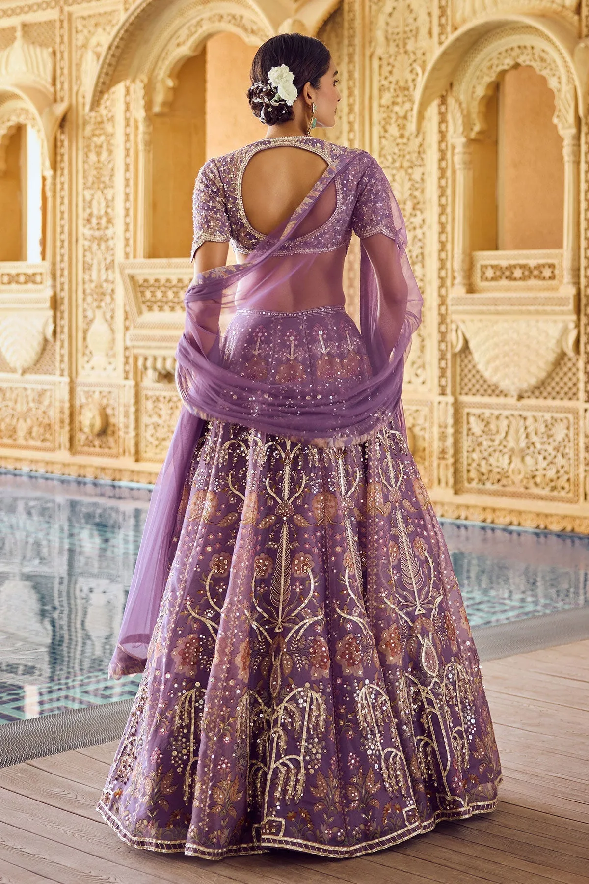 Lavender Sequin and Zari Embroidered Lehenga