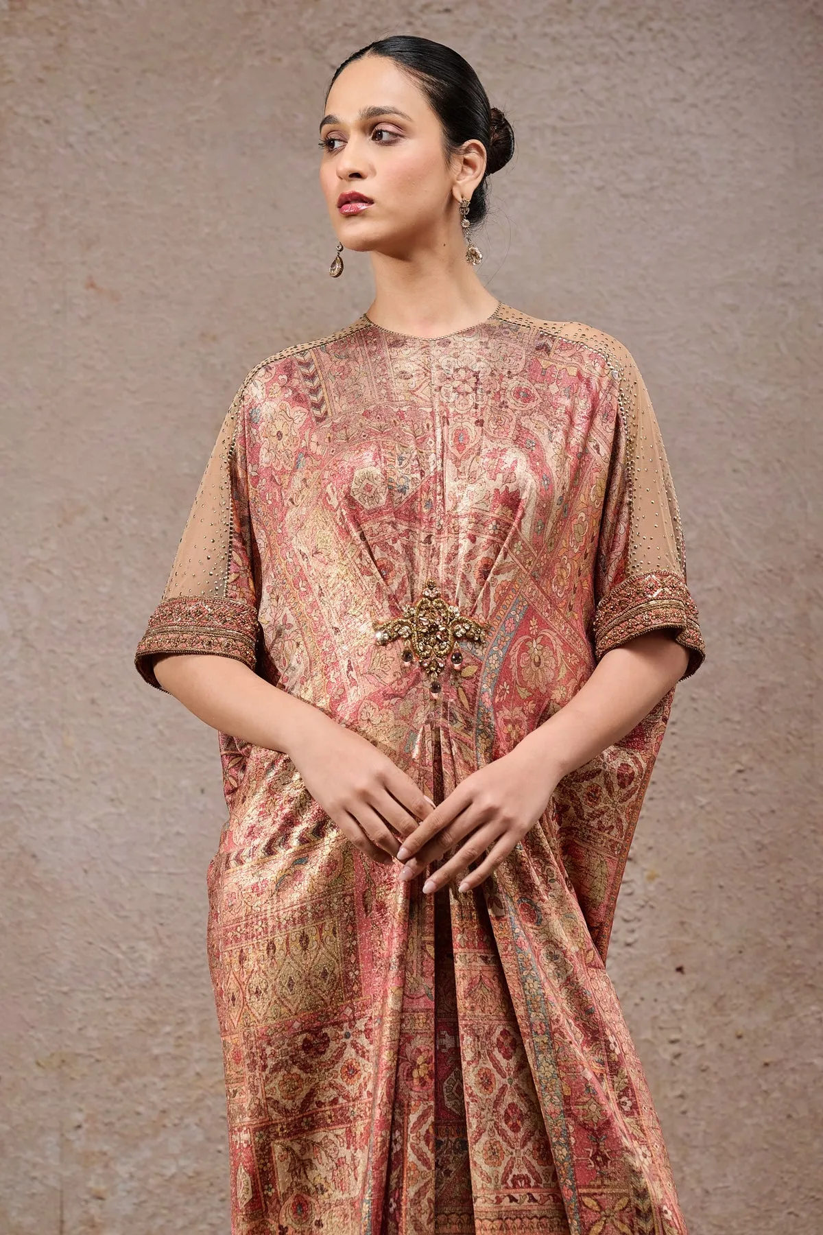 Metallic Brocade Suit with Embellished Waist