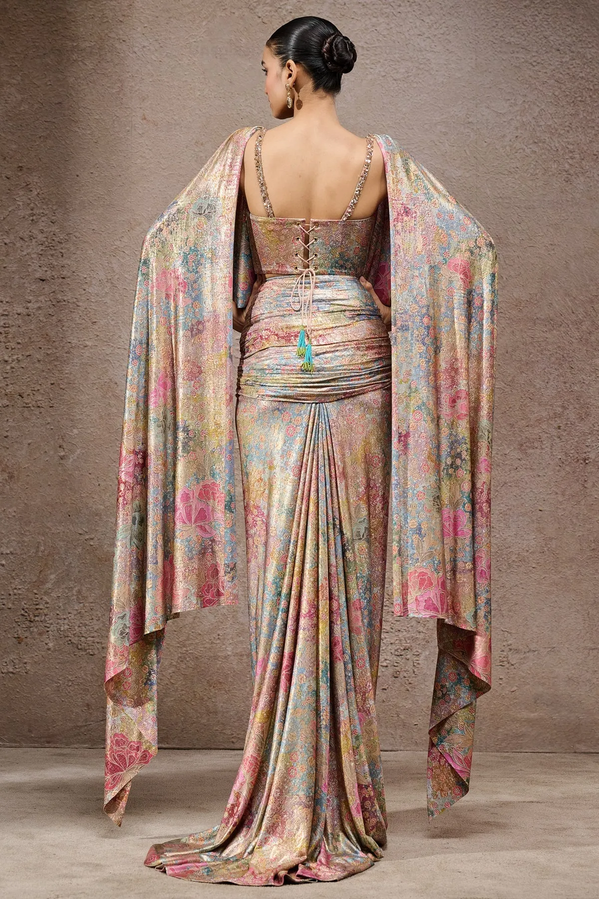 Metallic Multicolor Drape Sari