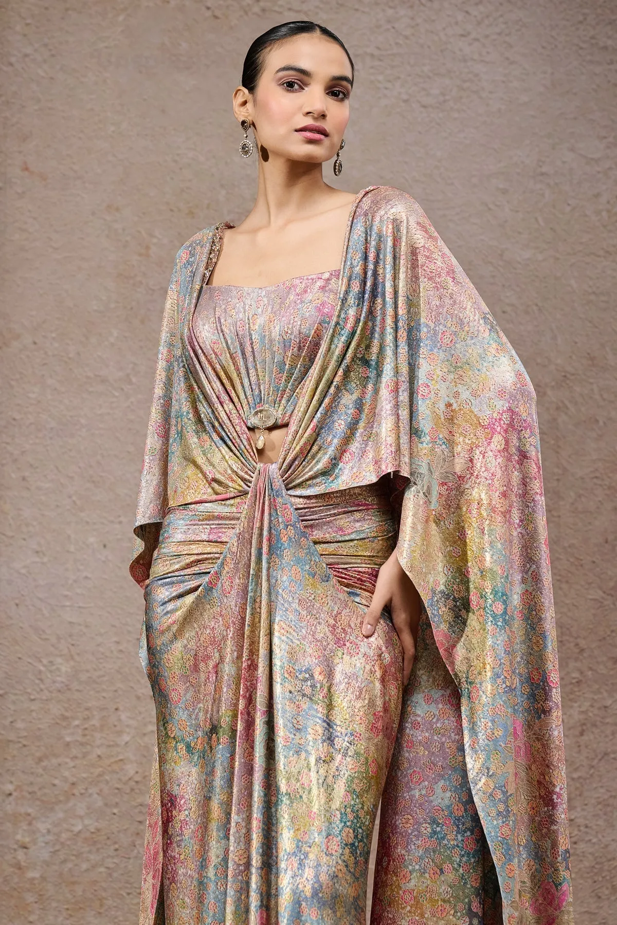 Metallic Multicolor Drape Sari