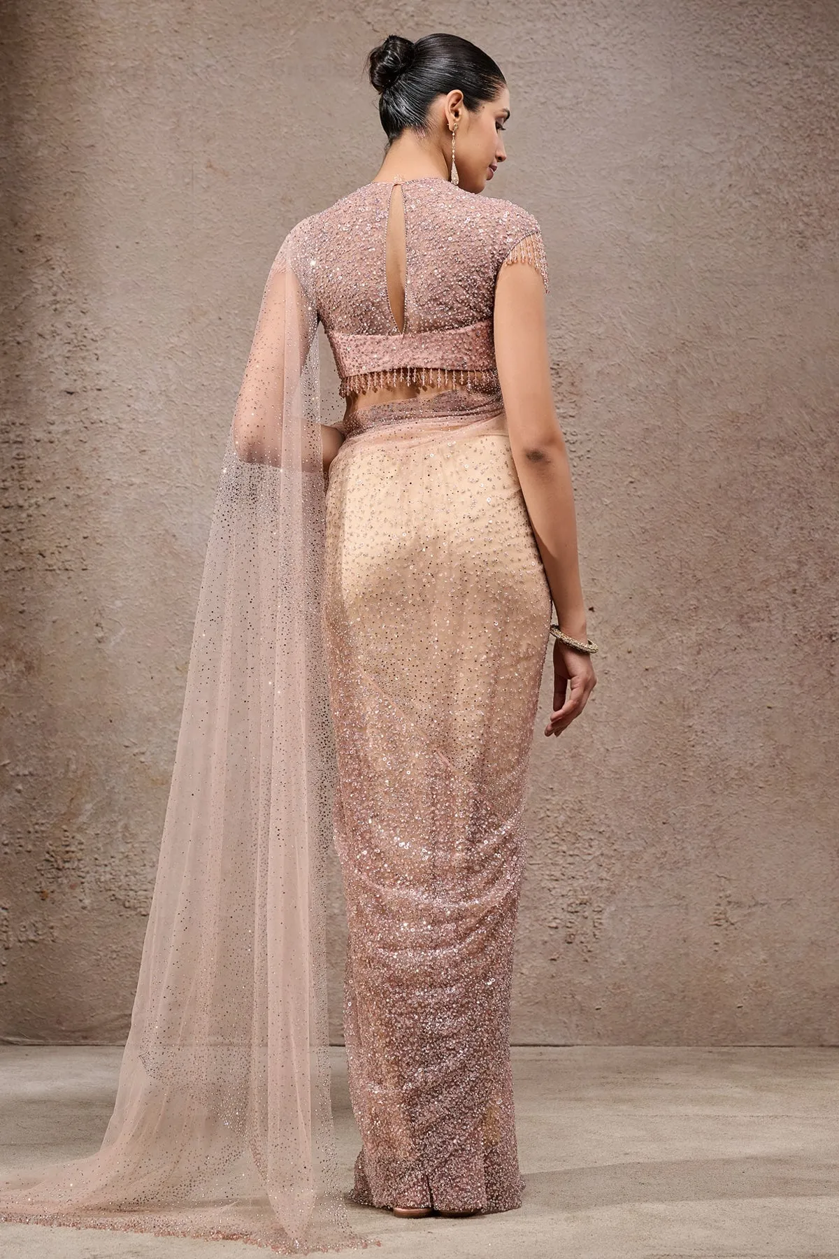 Blush Pink Sequined Sari