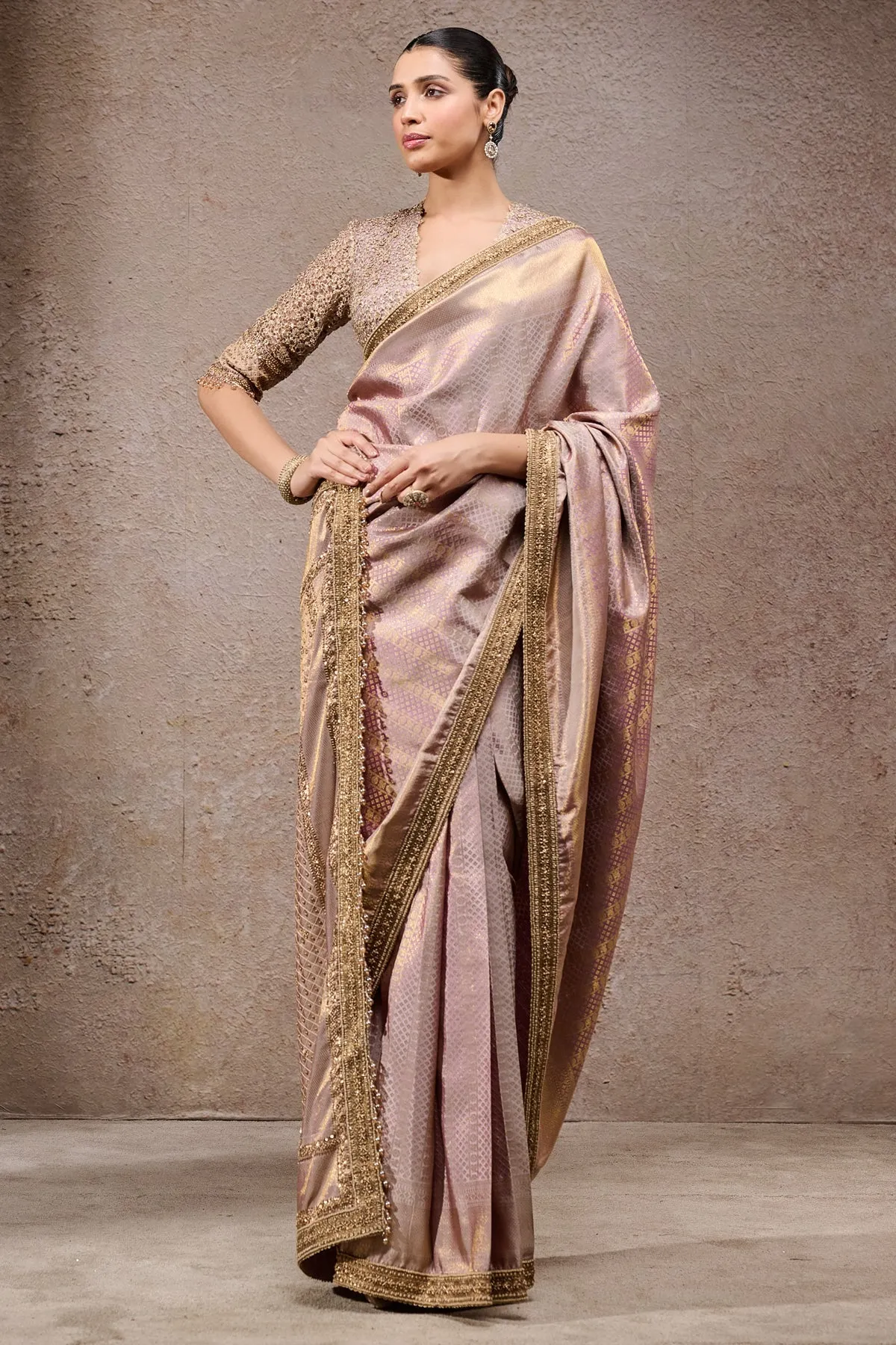 Metallic Mauve Banarasi Silk Sari