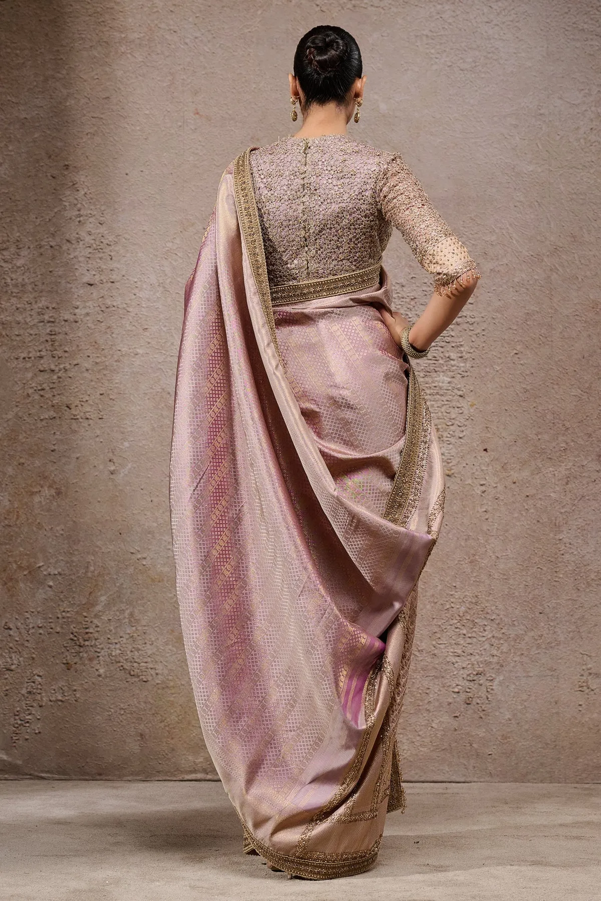 Metallic Mauve Banarasi Silk Sari