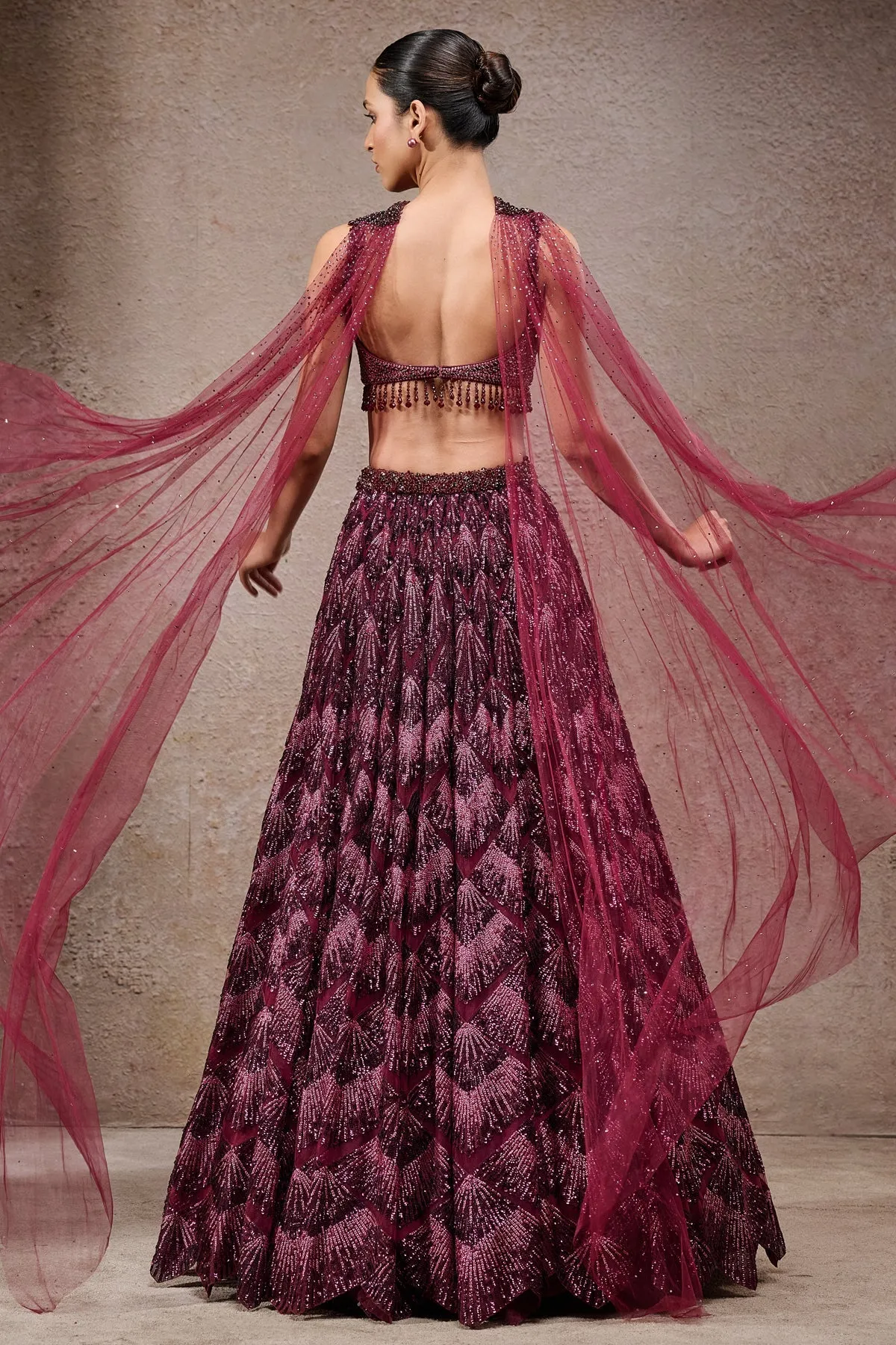 Plum Embellished Lehenga Set