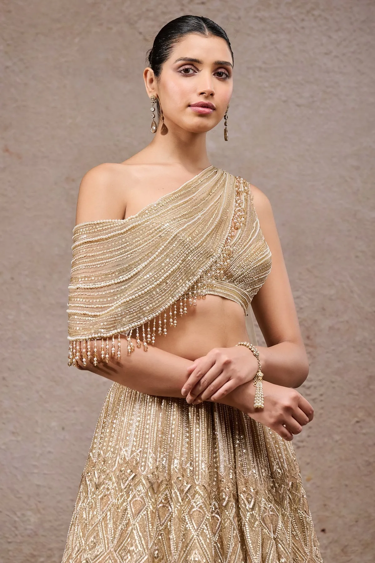 Champagne Gold Embellished Lehenga Set