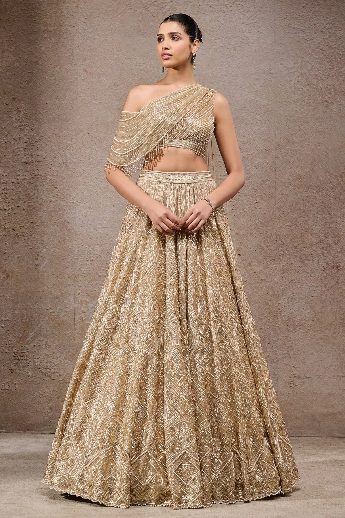 Champagne Gold Embellished Lehenga Set