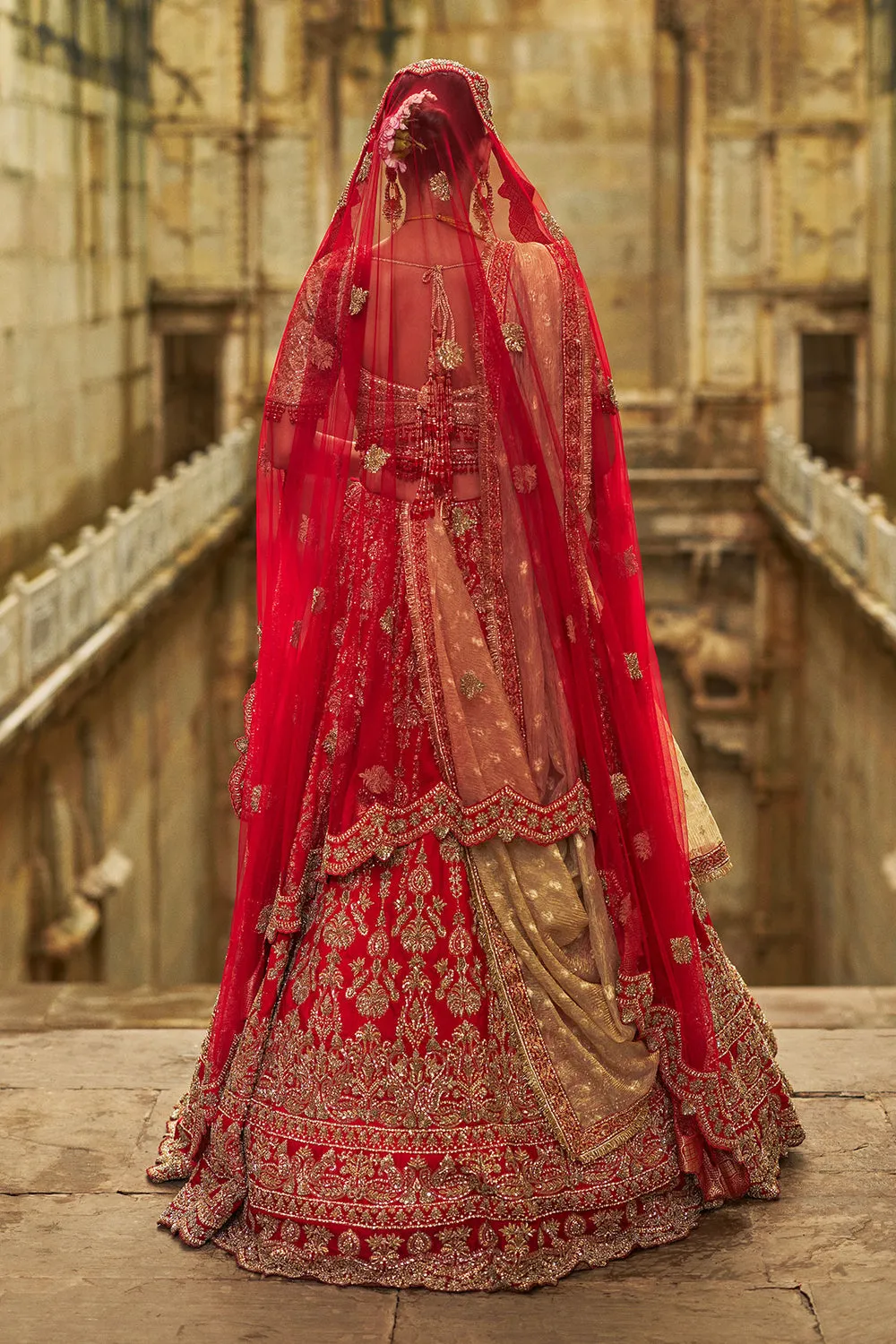 Red & Gold Embroidered Bridal Lehenga