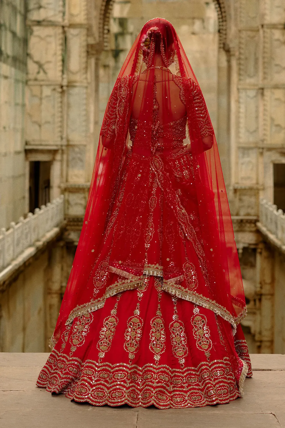 Regal Red & Gold Embroidered Bridal Lehenga