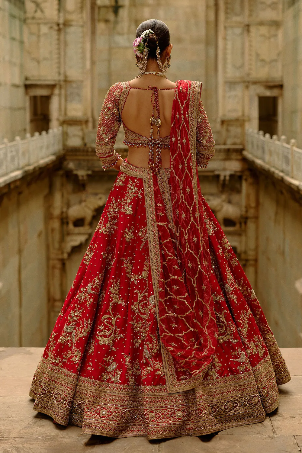 Classic Red Bridal Embroidered Lehenga
