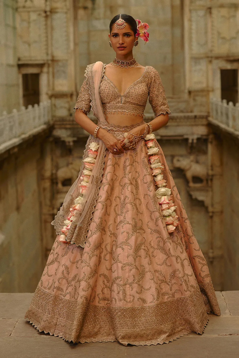Blush Pink Embroidered Bridal Lehenga