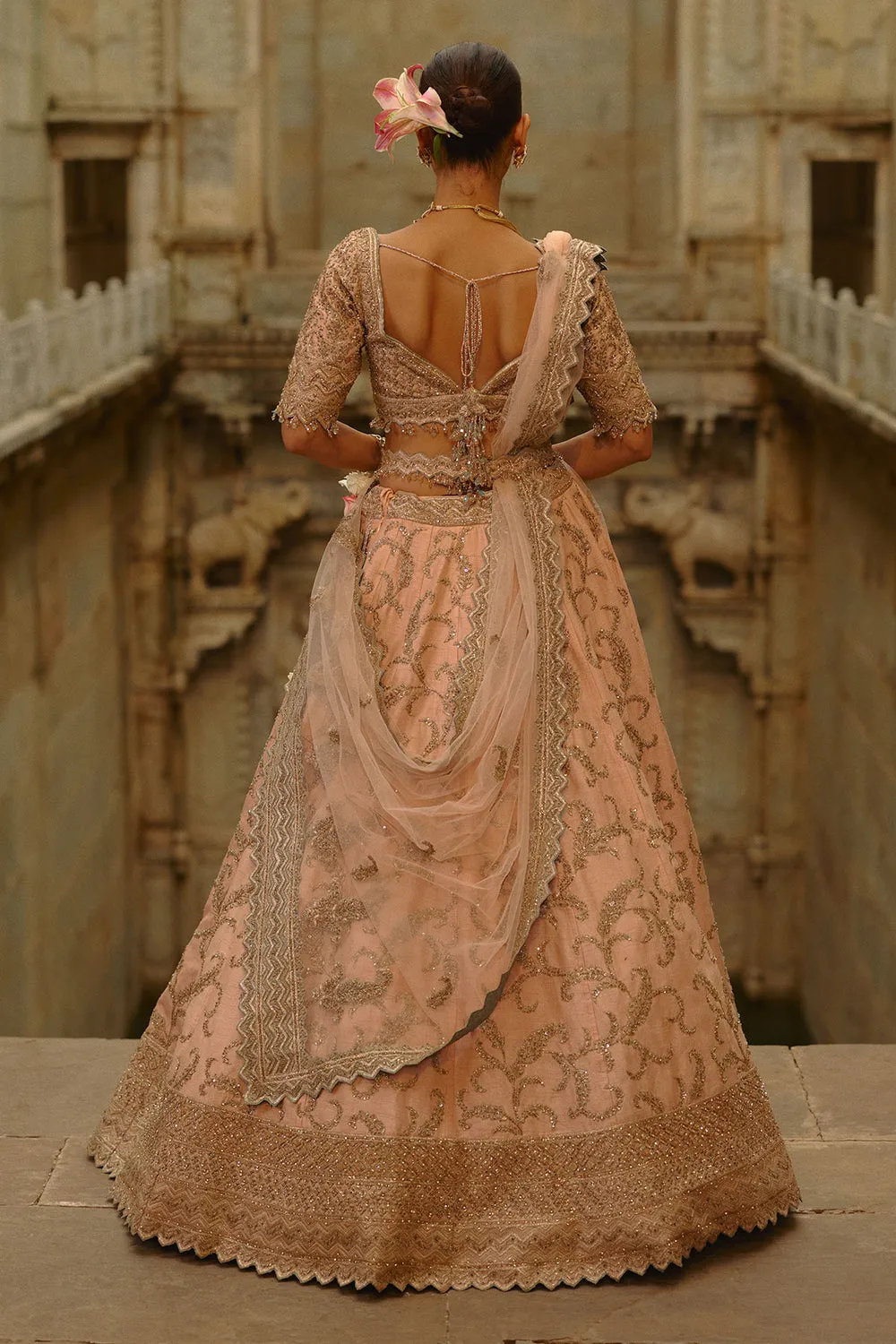Blush Pink Embroidered Bridal Lehenga