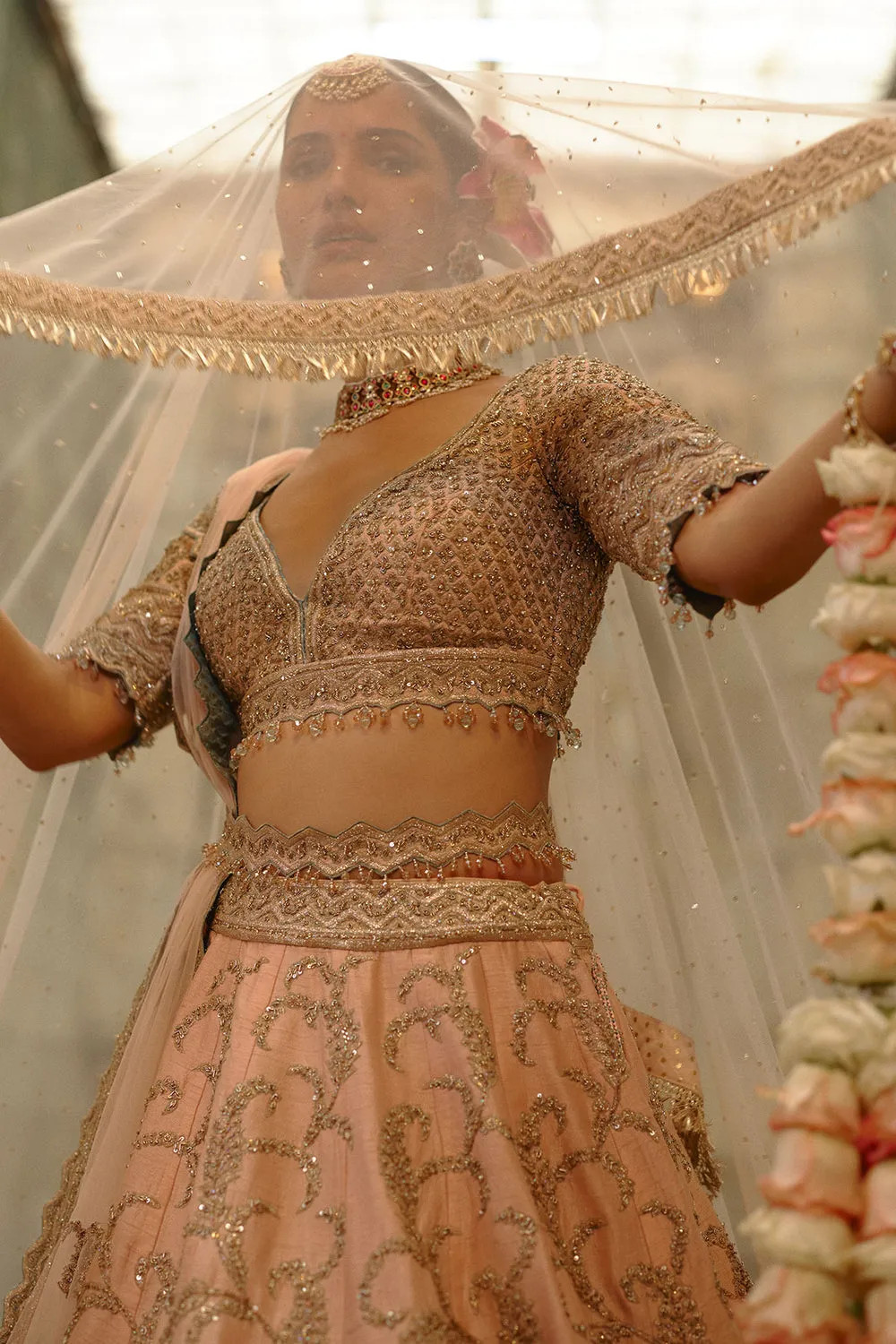 Blush Pink Embroidered Bridal Lehenga