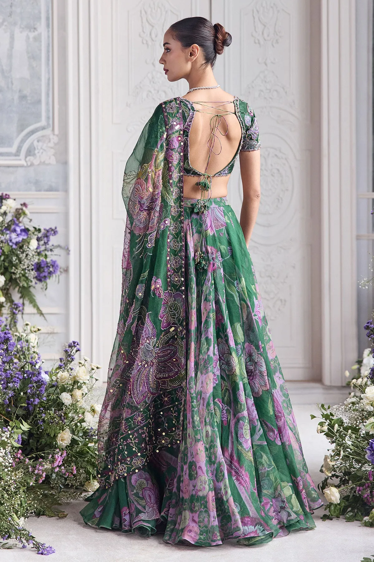 Emerald Enchant Floral Lehenga Set