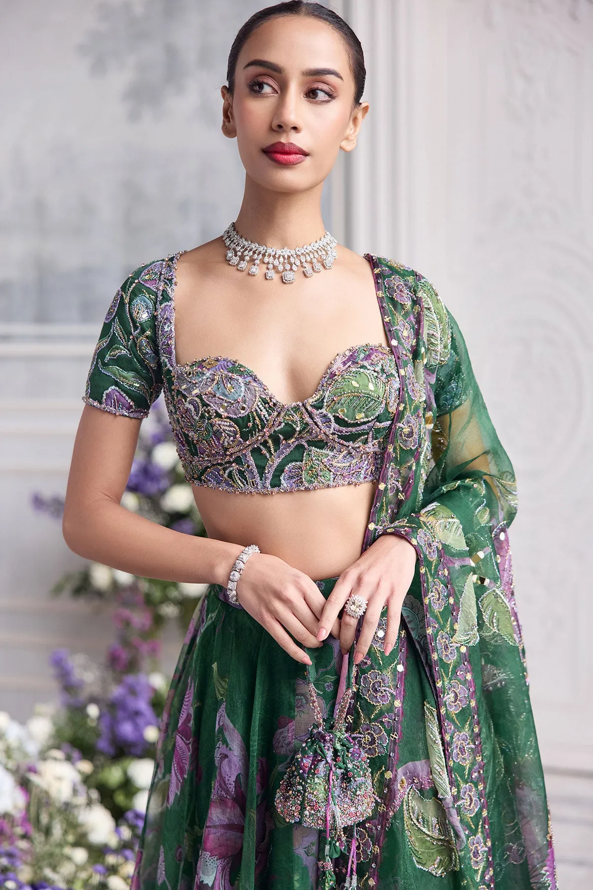 Emerald Enchant Floral Lehenga Set