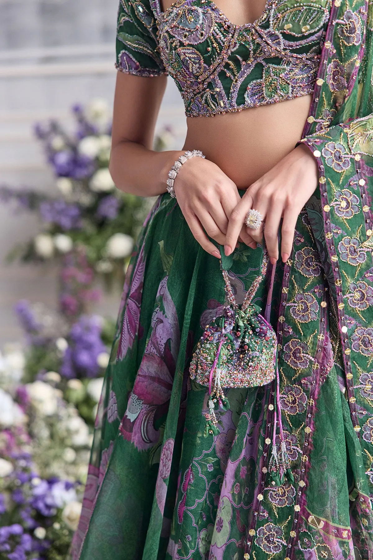 Emerald Enchant Floral Lehenga Set