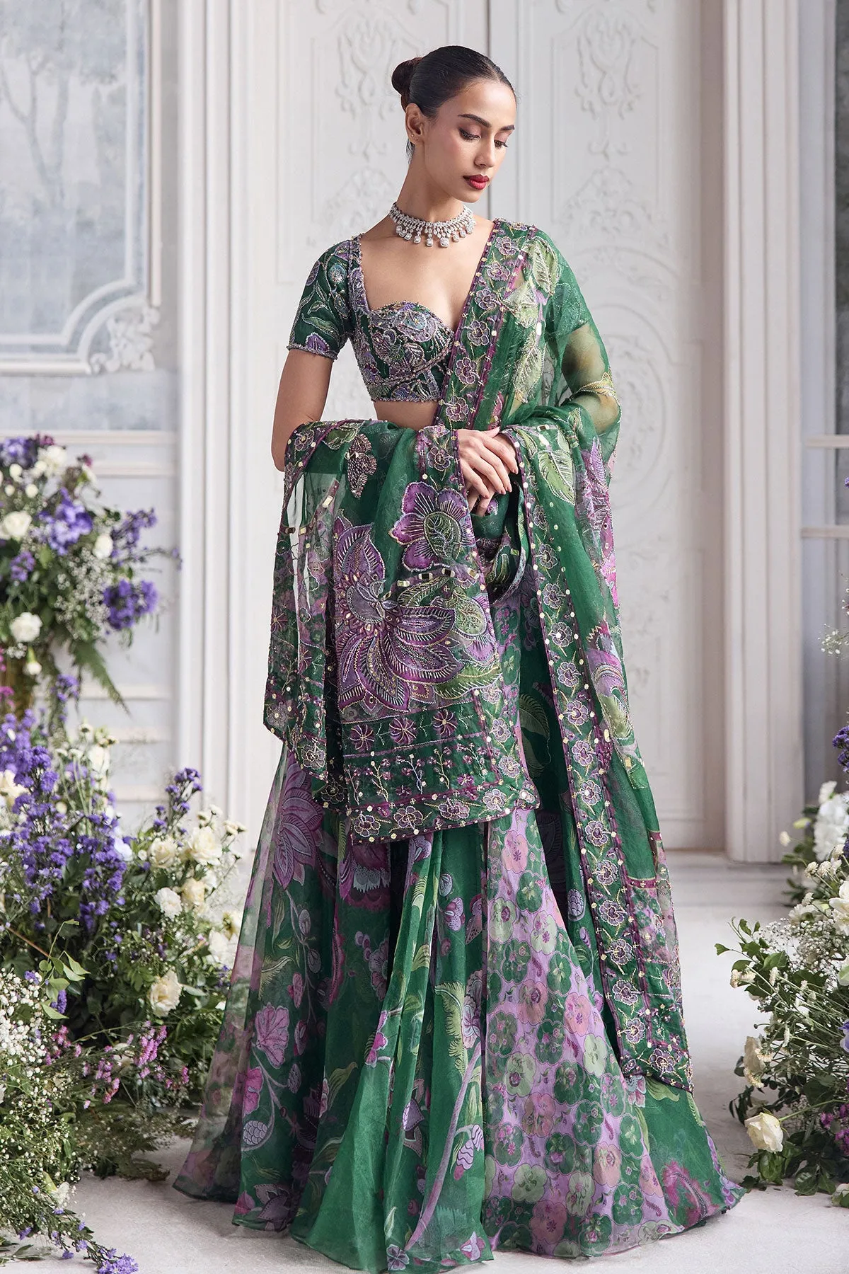 Emerald Enchant Floral Lehenga Set