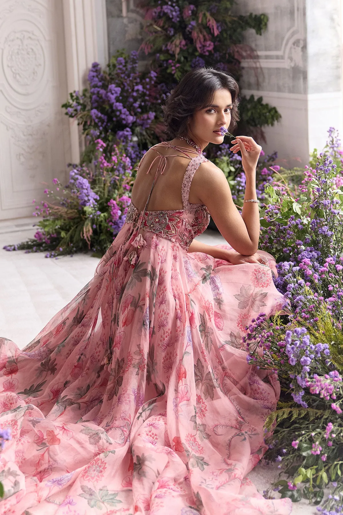 Blush Pink Anarkali with Embroidered Dupatta