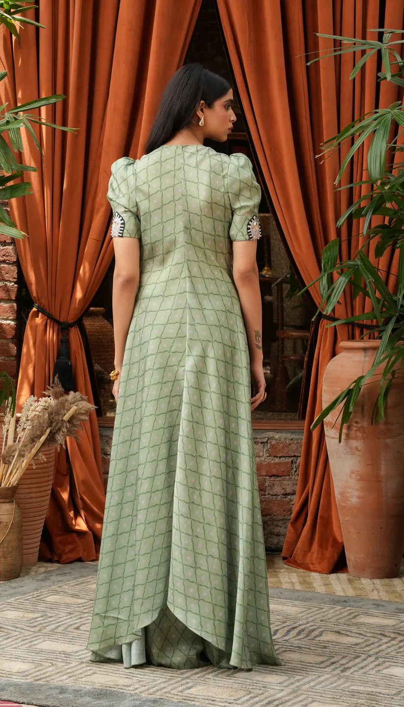 Sage Green Co-ord Set with Puff Sleeves