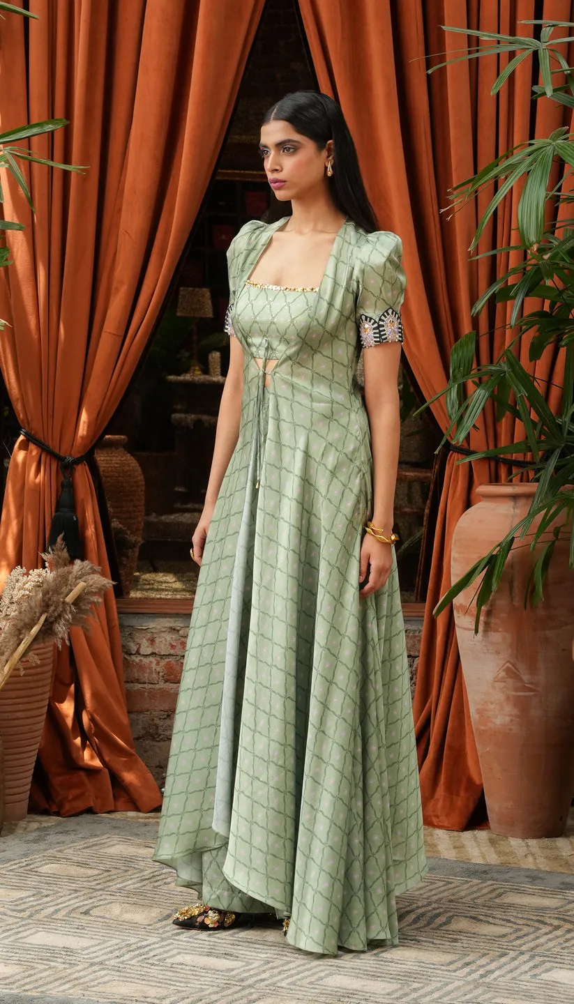 Sage Green Co-ord Set with Puff Sleeves