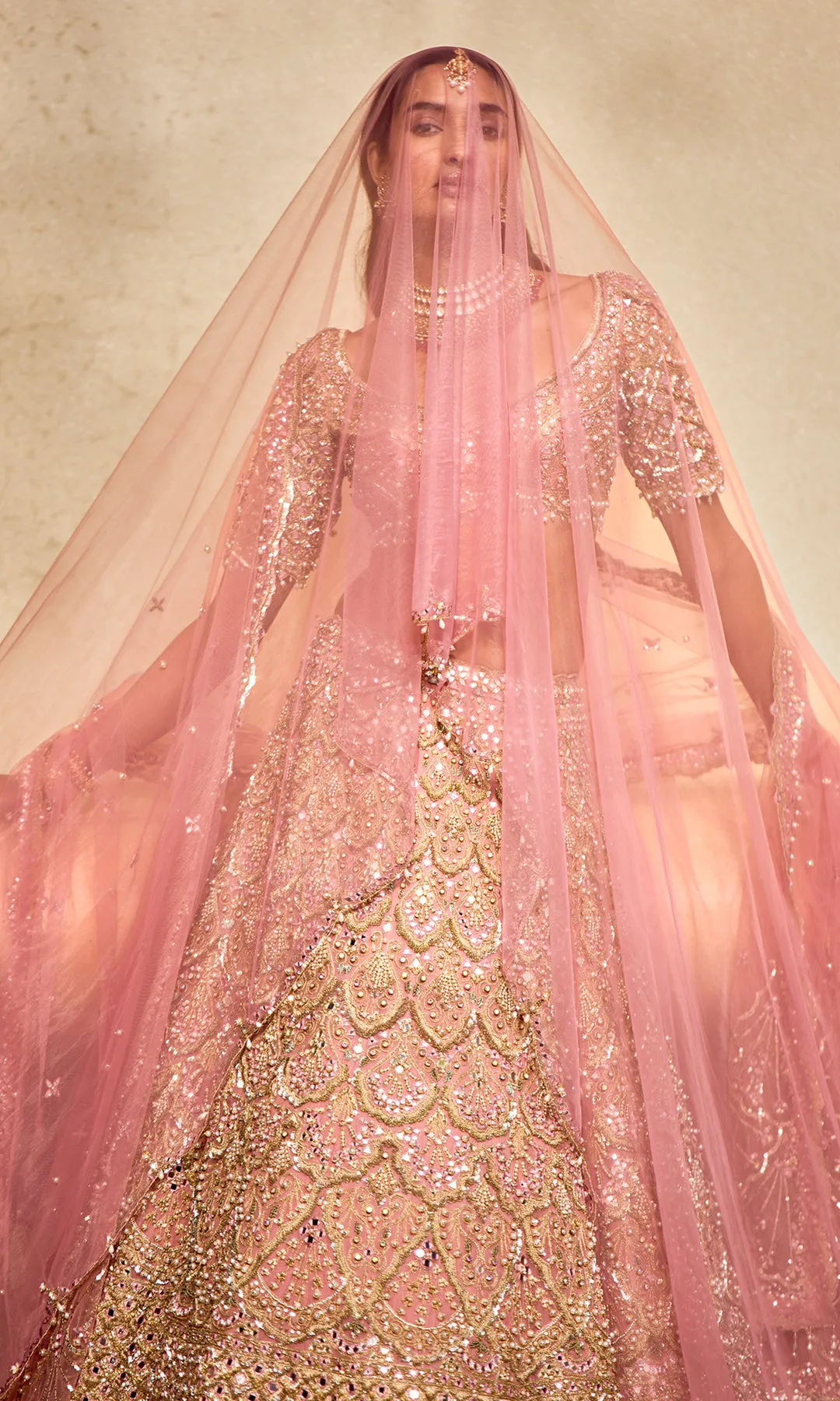 Blush Pink Lehenga with Scalloped Zardozi, Sequin, and Pearl Embroidery