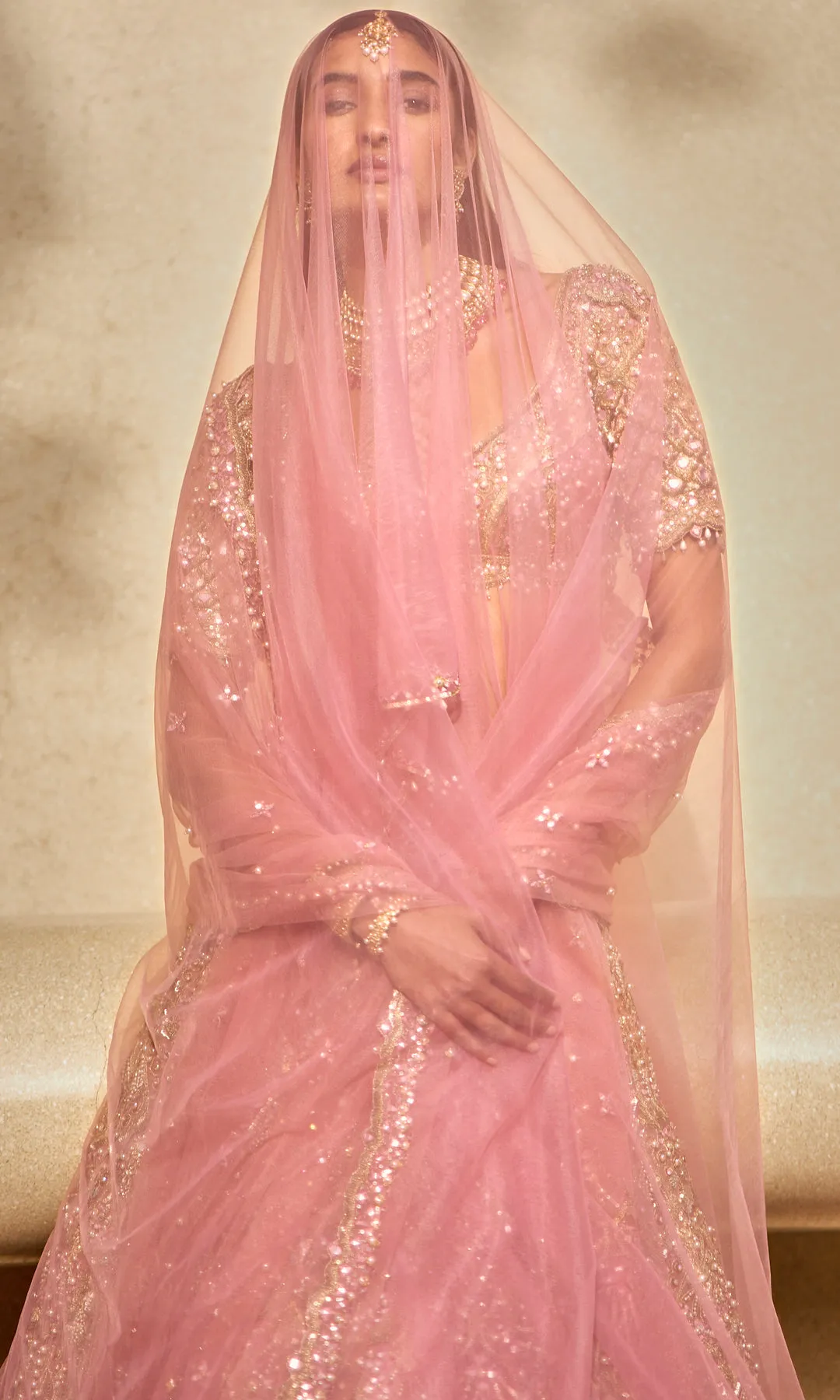 Blush Pink Lehenga with Scalloped Zardozi, Sequin, and Pearl Embroidery